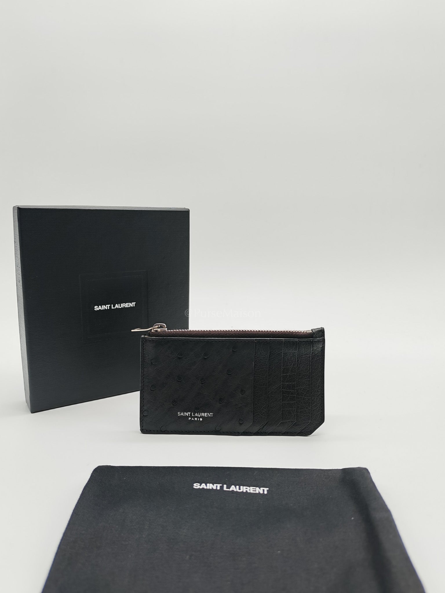 Ostrich Leather Zippy Card Holder | Purse Maison Luxury Bags Shop