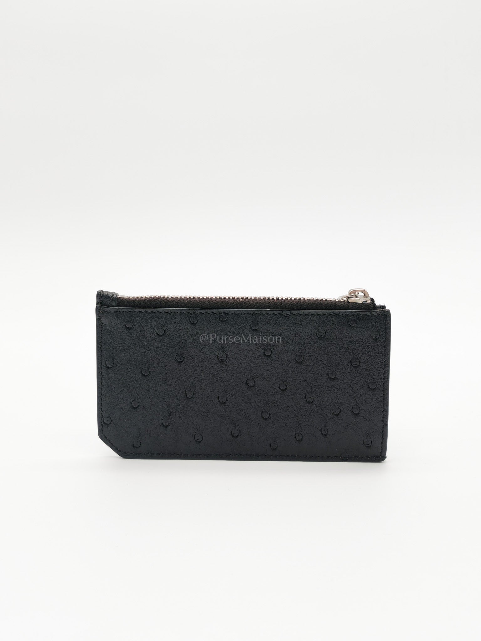 Ostrich Leather Zippy Card Holder | Purse Maison Luxury Bags Shop