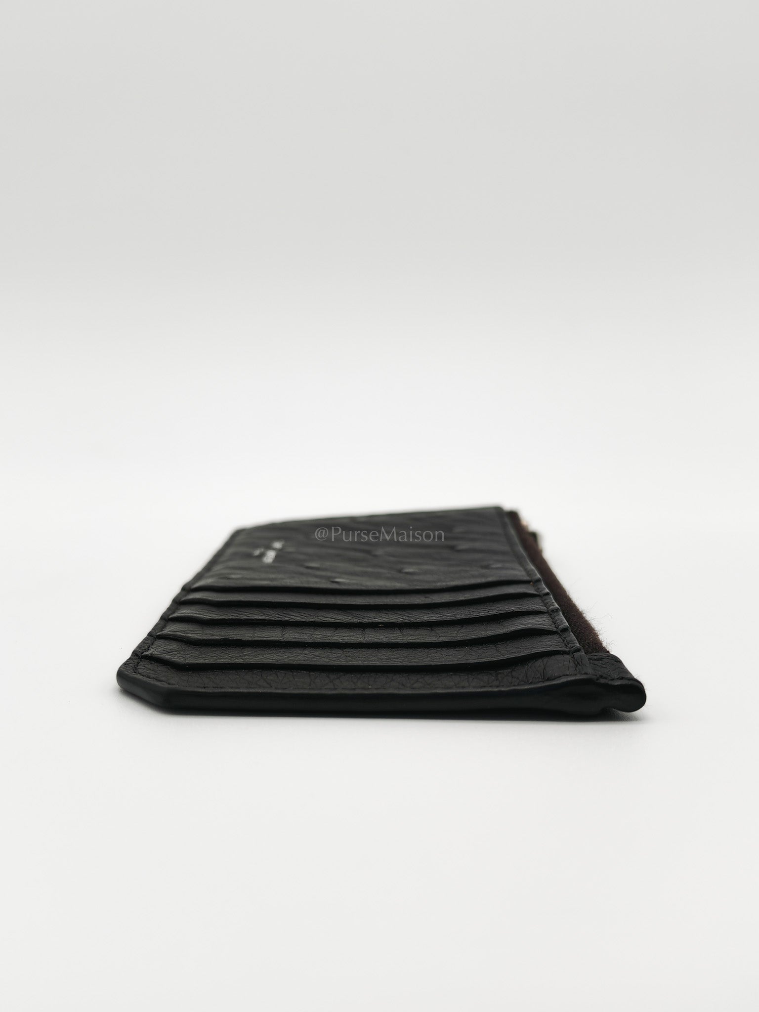 Ostrich Leather Zippy Card Holder | Purse Maison Luxury Bags Shop