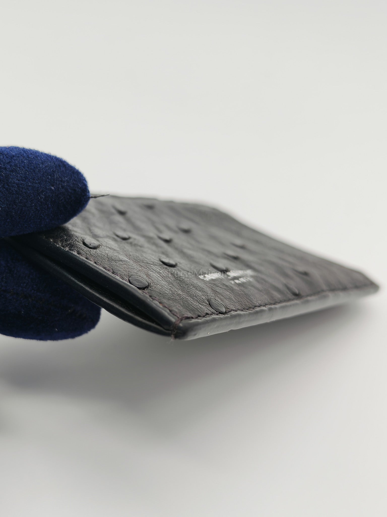 Ostrich Leather Zippy Card Holder | Purse Maison Luxury Bags Shop