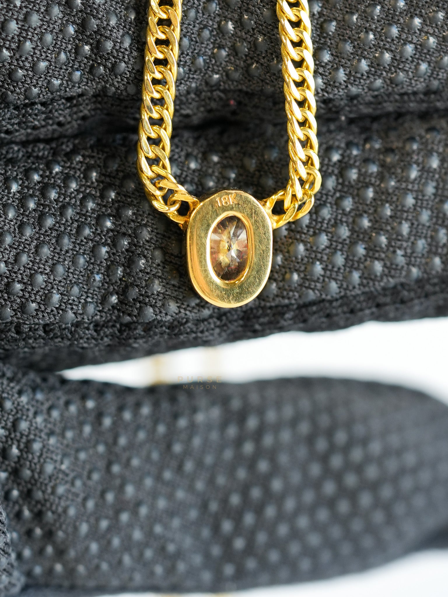 Oval-Cuban Link Necklace in 18K Gold with 1.01 Carat Diamond | Purse Maison Luxury Bags Shop