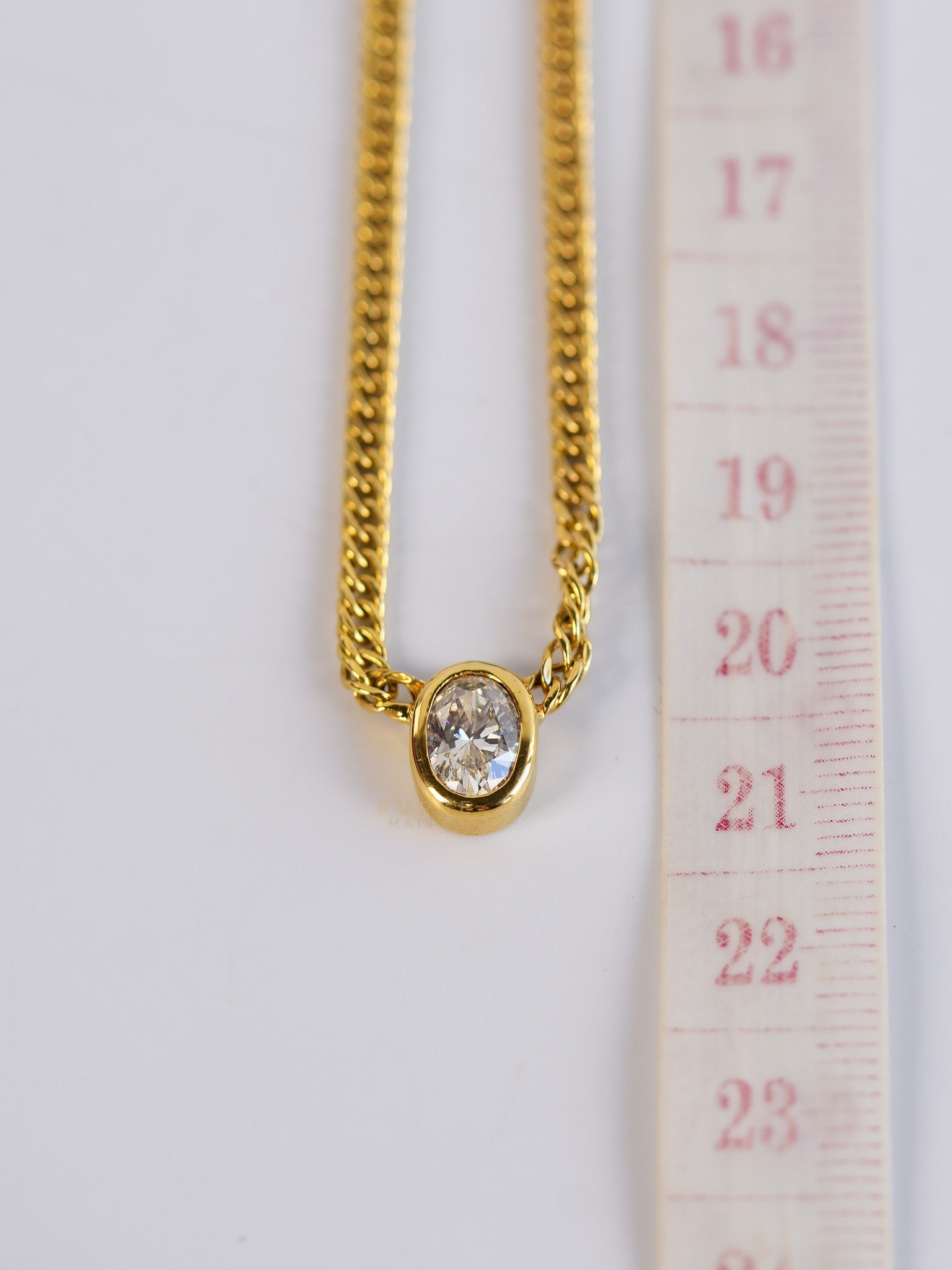 Oval-Cuban Link Necklace in 18K Gold with 1.01 Carat Diamond | Purse Maison Luxury Bags Shop