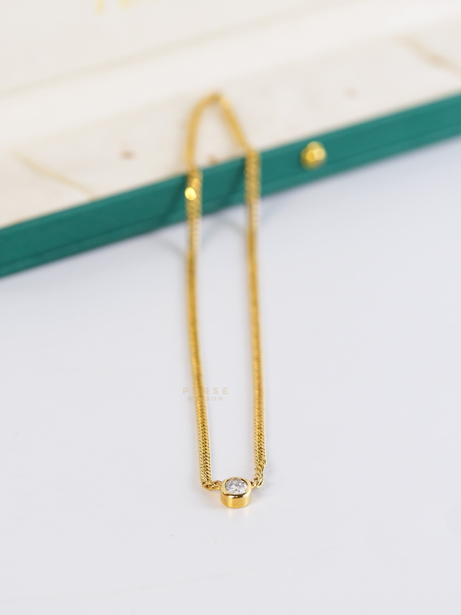 Oval-Cuban Link Necklace in 18K Gold with 1.01 Carat Diamond | Purse Maison Luxury Bags Shop