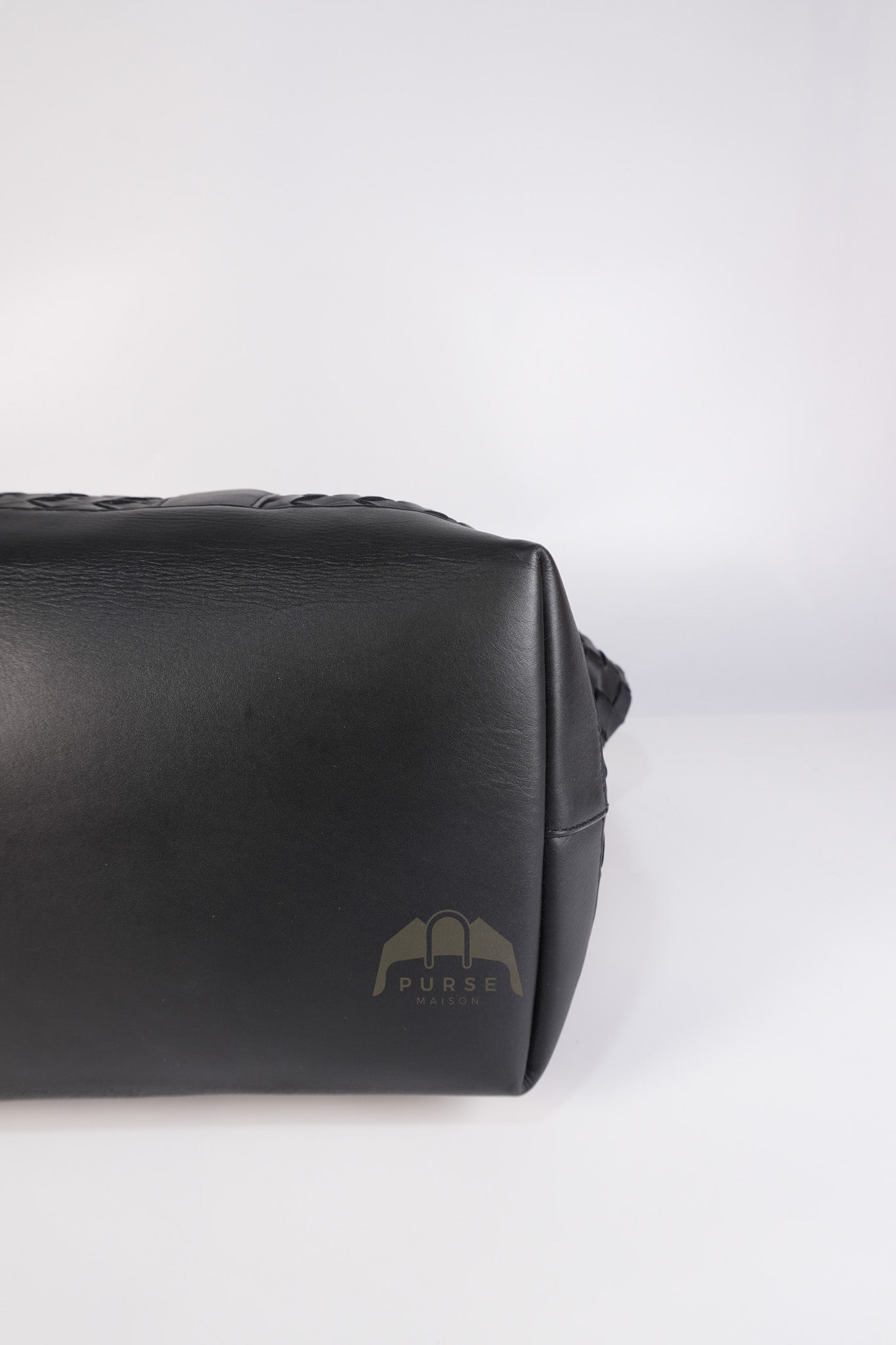 Overnight Tote in Black Nappa Intrecciato Leather | Purse Maison Luxury Bags Shop