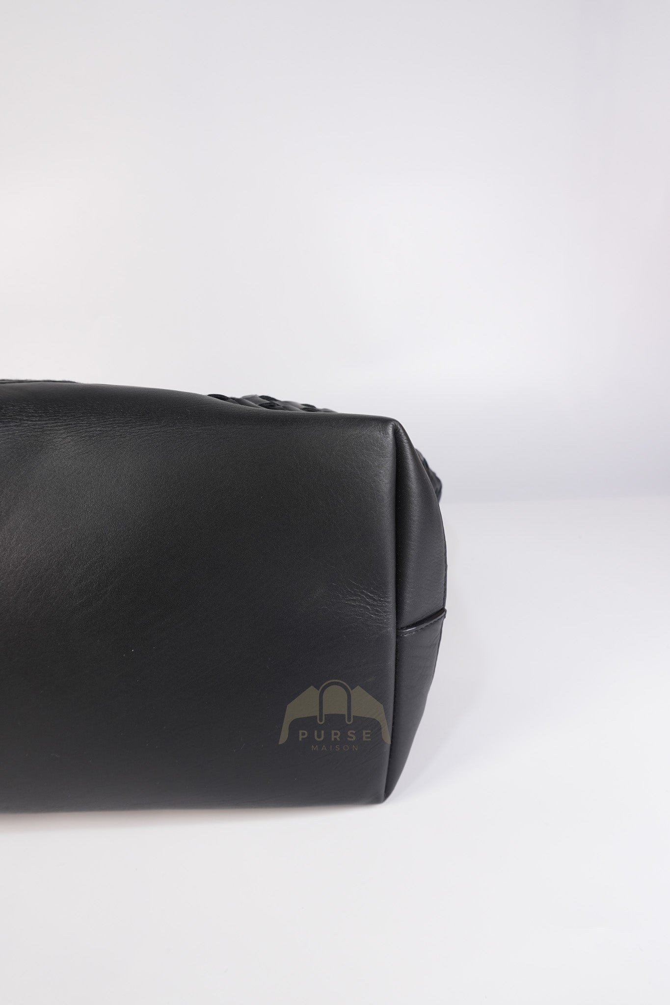 Overnight Tote in Black Nappa Intrecciato Leather | Purse Maison Luxury Bags Shop