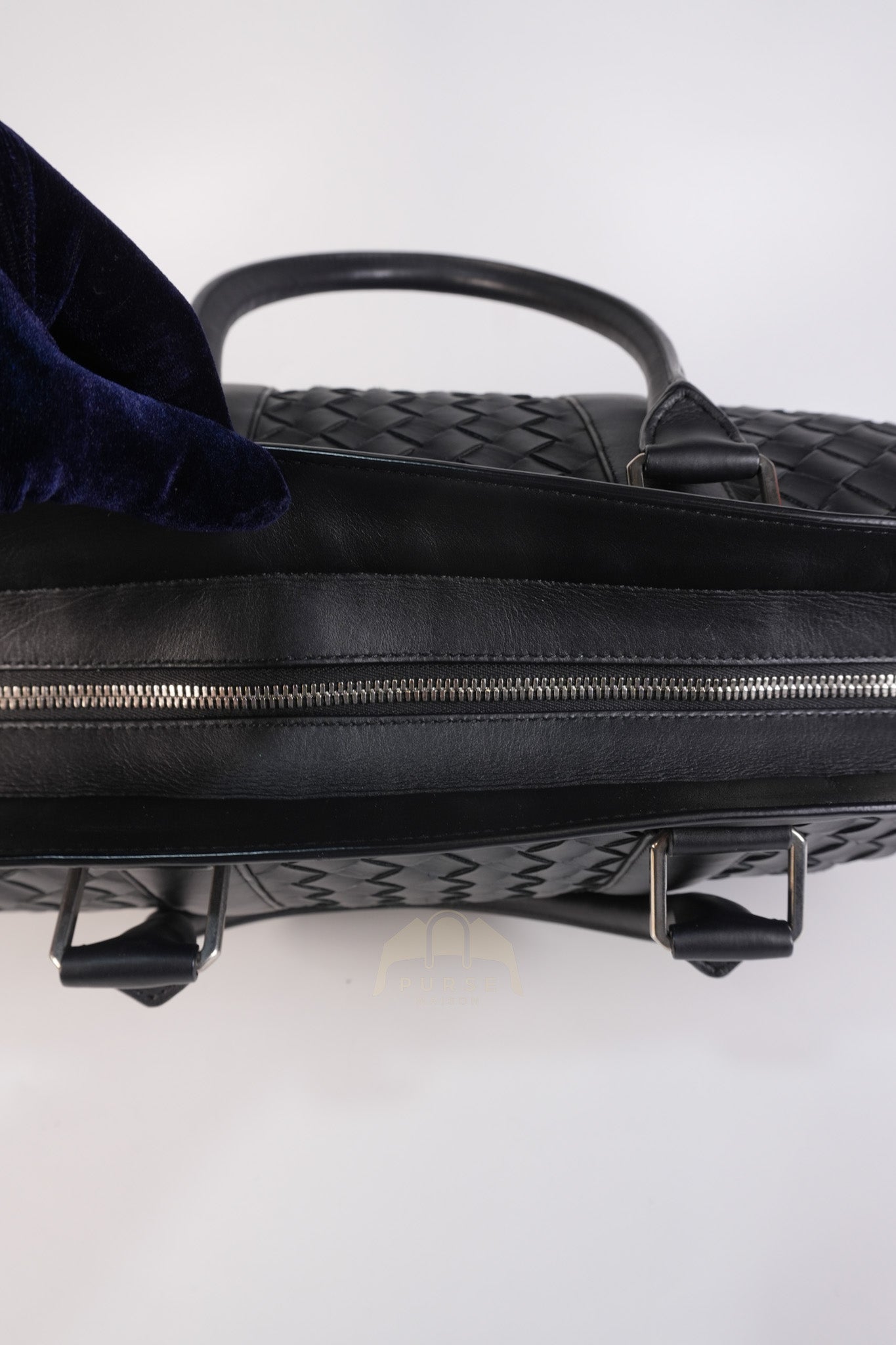 Overnight Tote in Black Nappa Intrecciato Leather | Purse Maison Luxury Bags Shop