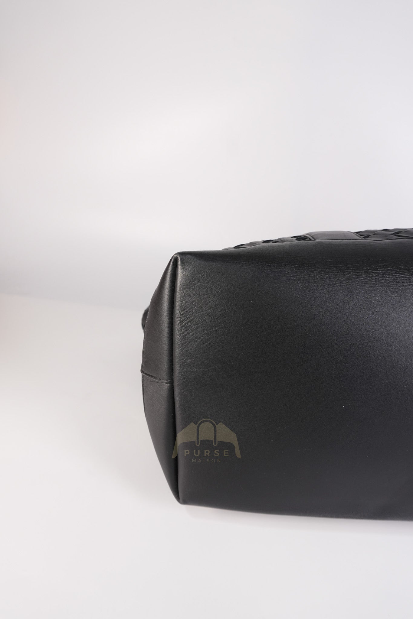 Overnight Tote in Black Nappa Intrecciato Leather | Purse Maison Luxury Bags Shop