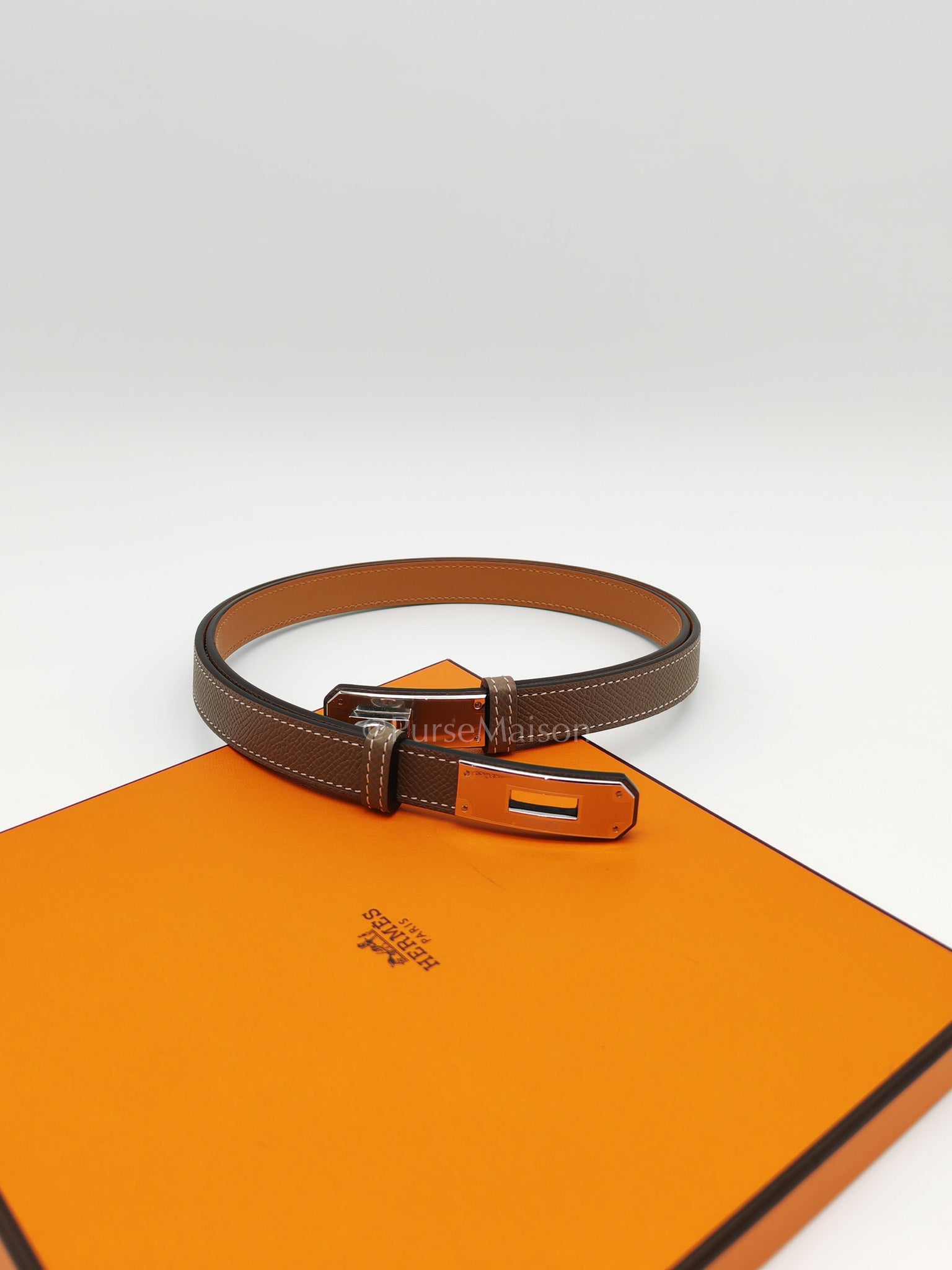 Kelly Belt in Etoupe Epsom Leather & Palladium Hardware Stamp K (2025)