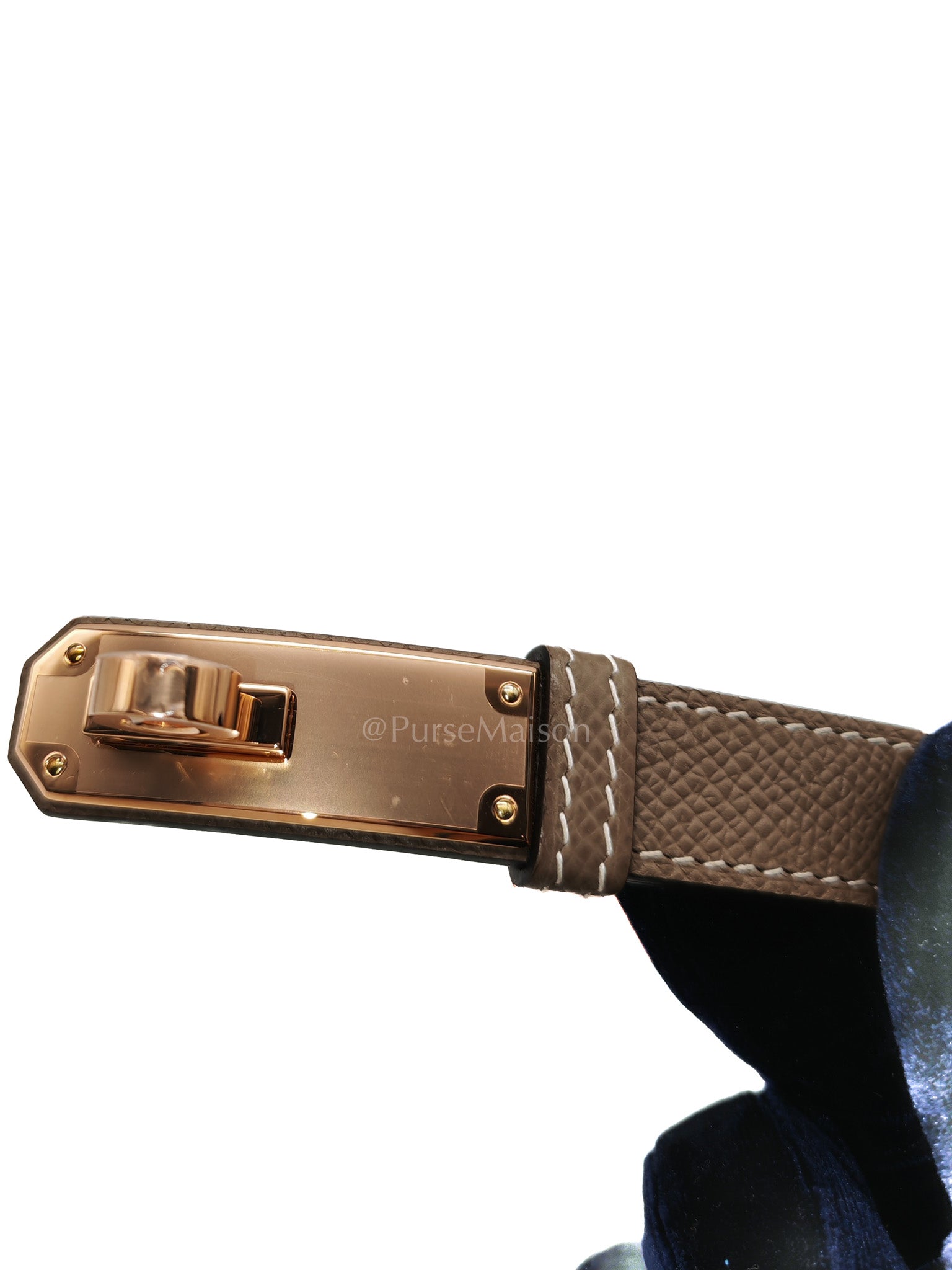 Kelly Belt in Etoupe Epsom Leather & Rose Gold Hardware Stamp K (2025)