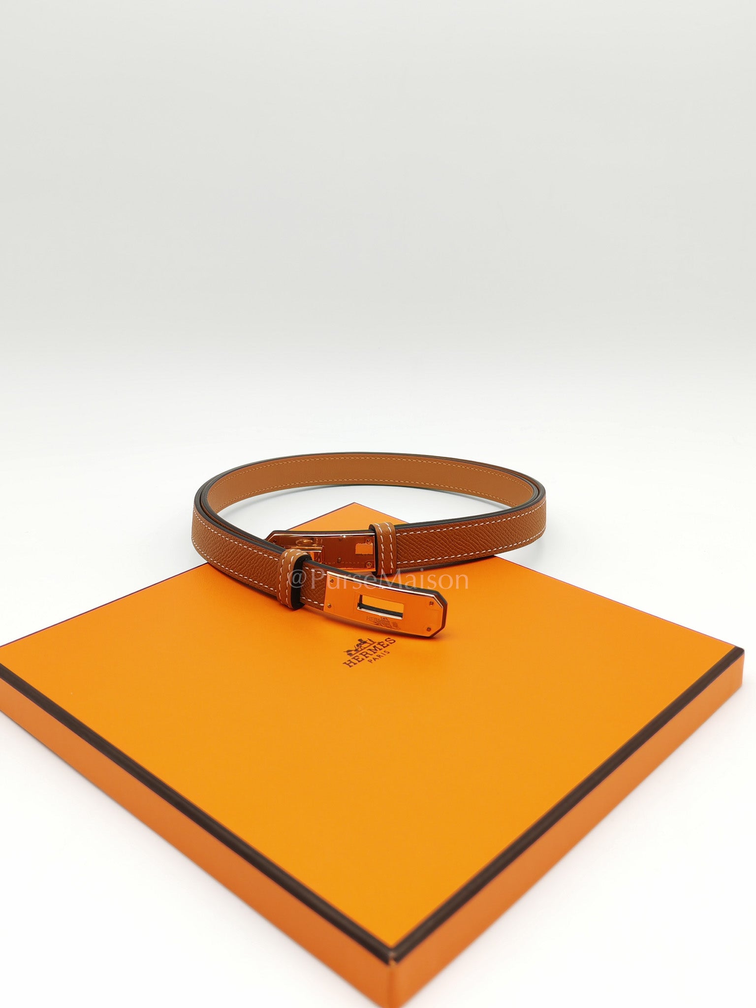 Kelly Belt in Gold Epsom Leather & Rose Gold Hardware Stamp K (2025)