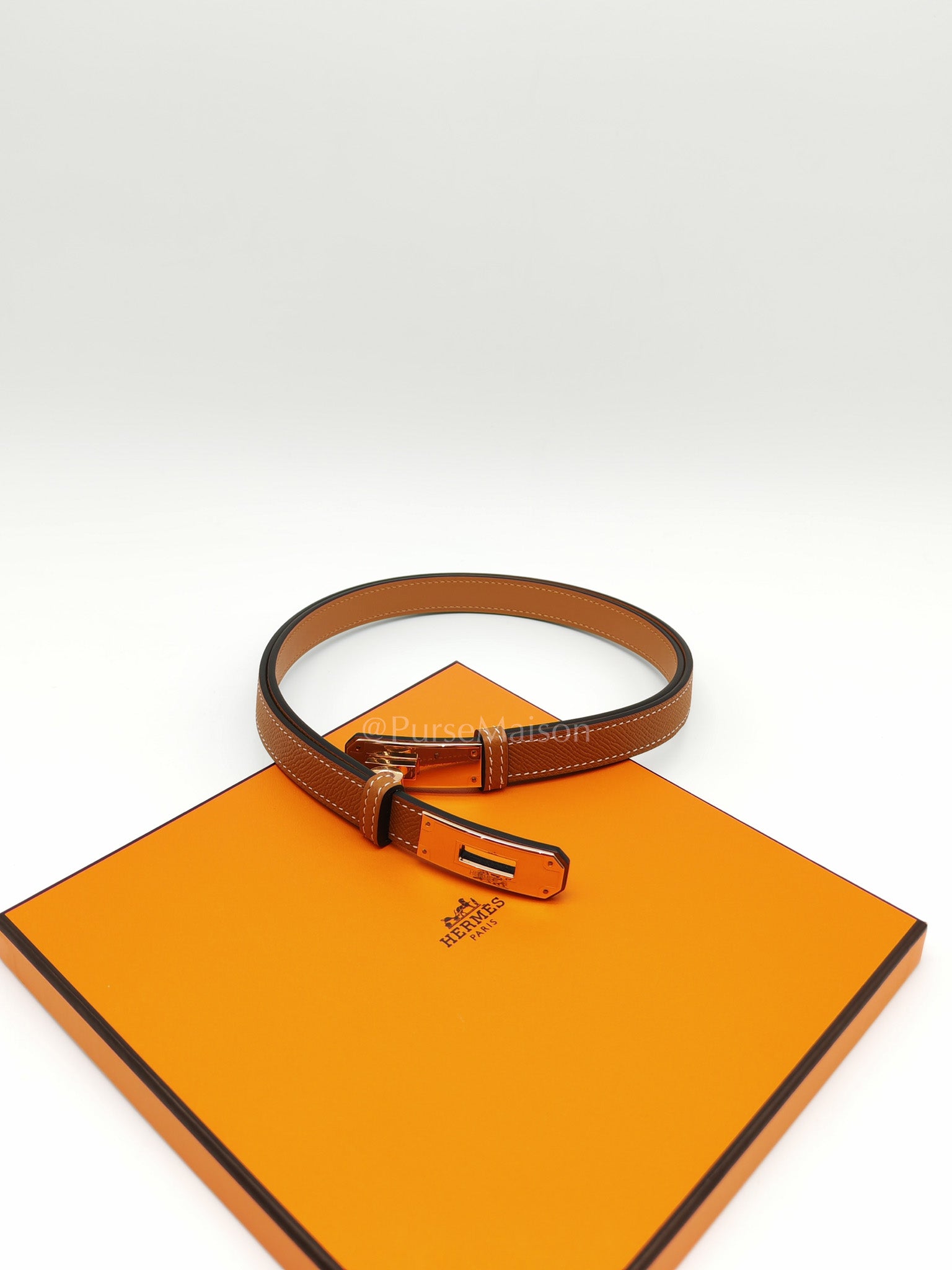 Kelly Belt in Gold Epsom Leather & Rose Gold Hardware Stamp K (2025)