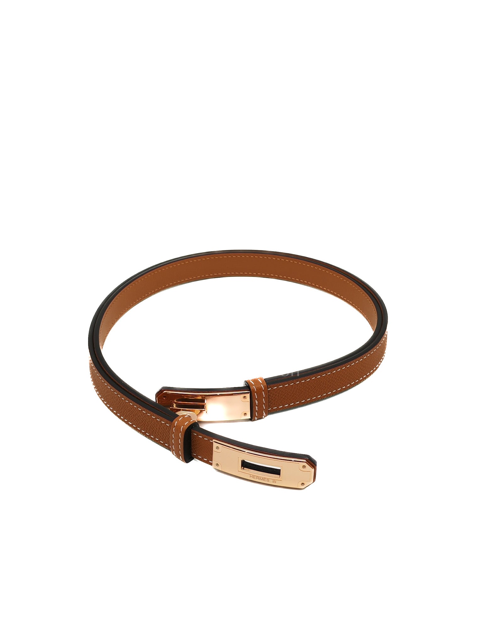 Kelly Belt in Gold Epsom Leather & Rose Gold Hardware Stamp K (2025)
