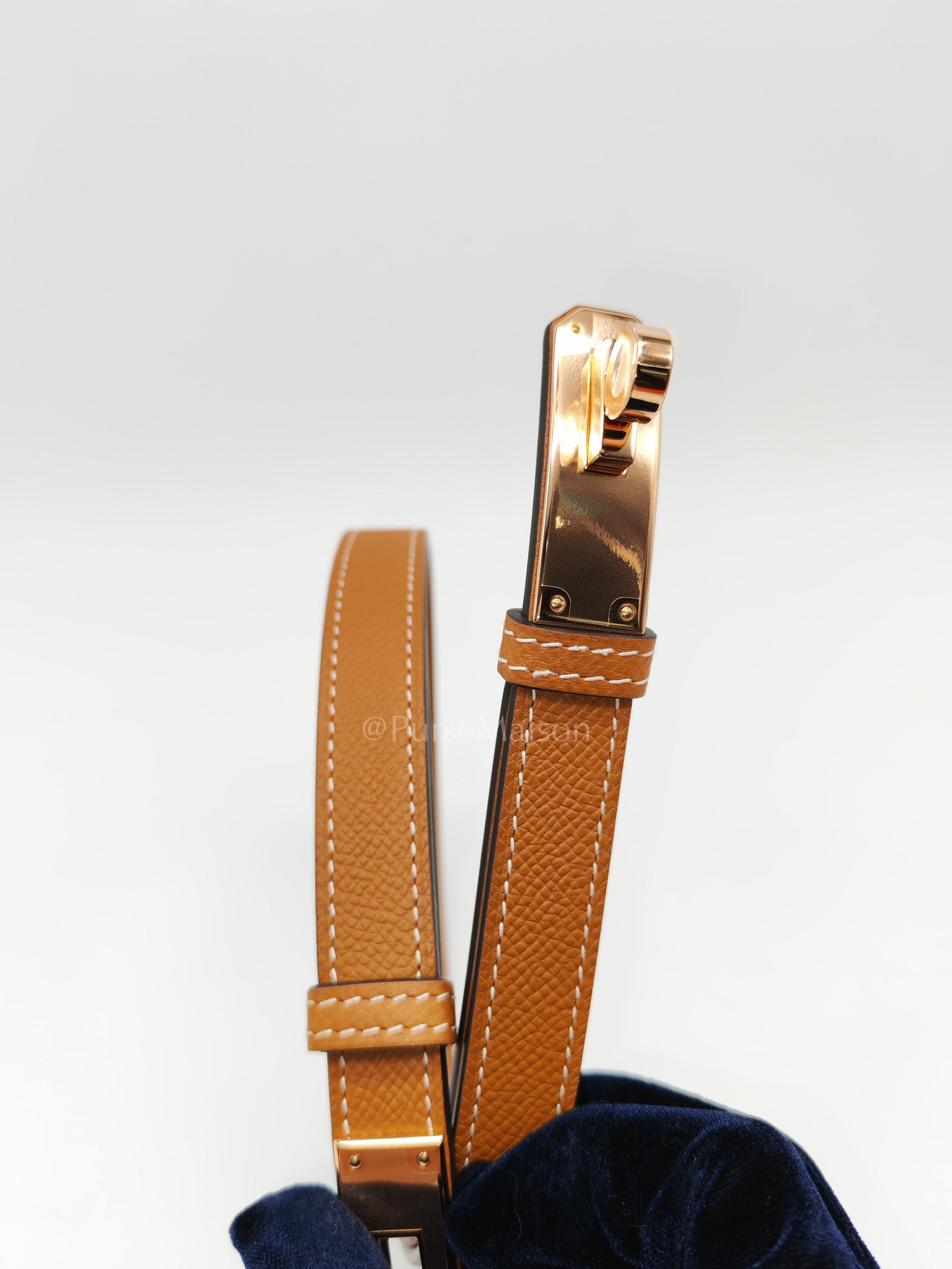 Kelly Belt in Gold Epsom Leather & Rose Gold Hardware Stamp K (2025)