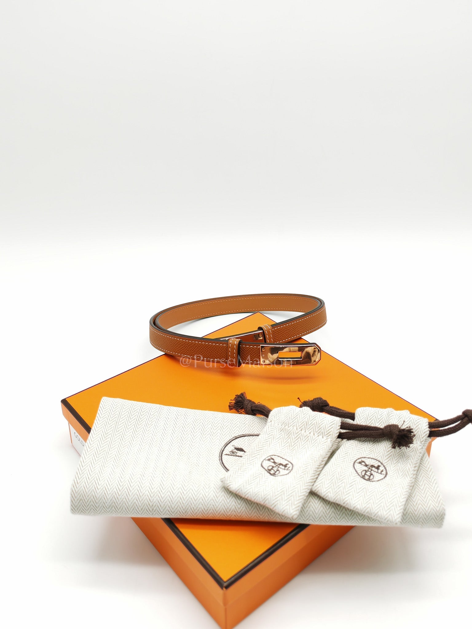 Kelly Belt in Gold Epsom Leather & Rose Gold Hardware Stamp K (2025)