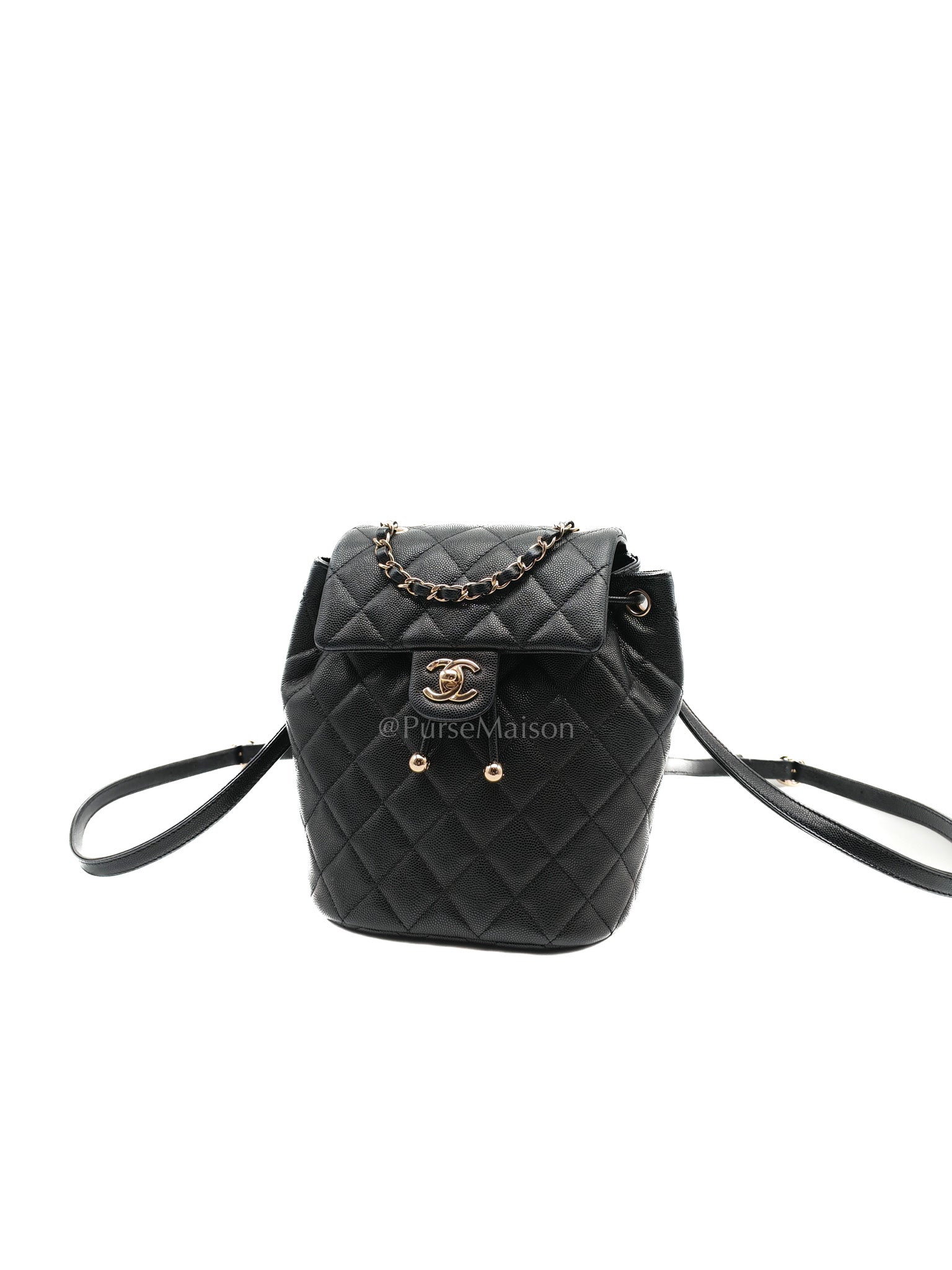 Urban Spirit Backpack Mini in Black Quilted Caviar Leather & Light Gold Hardware Microchip