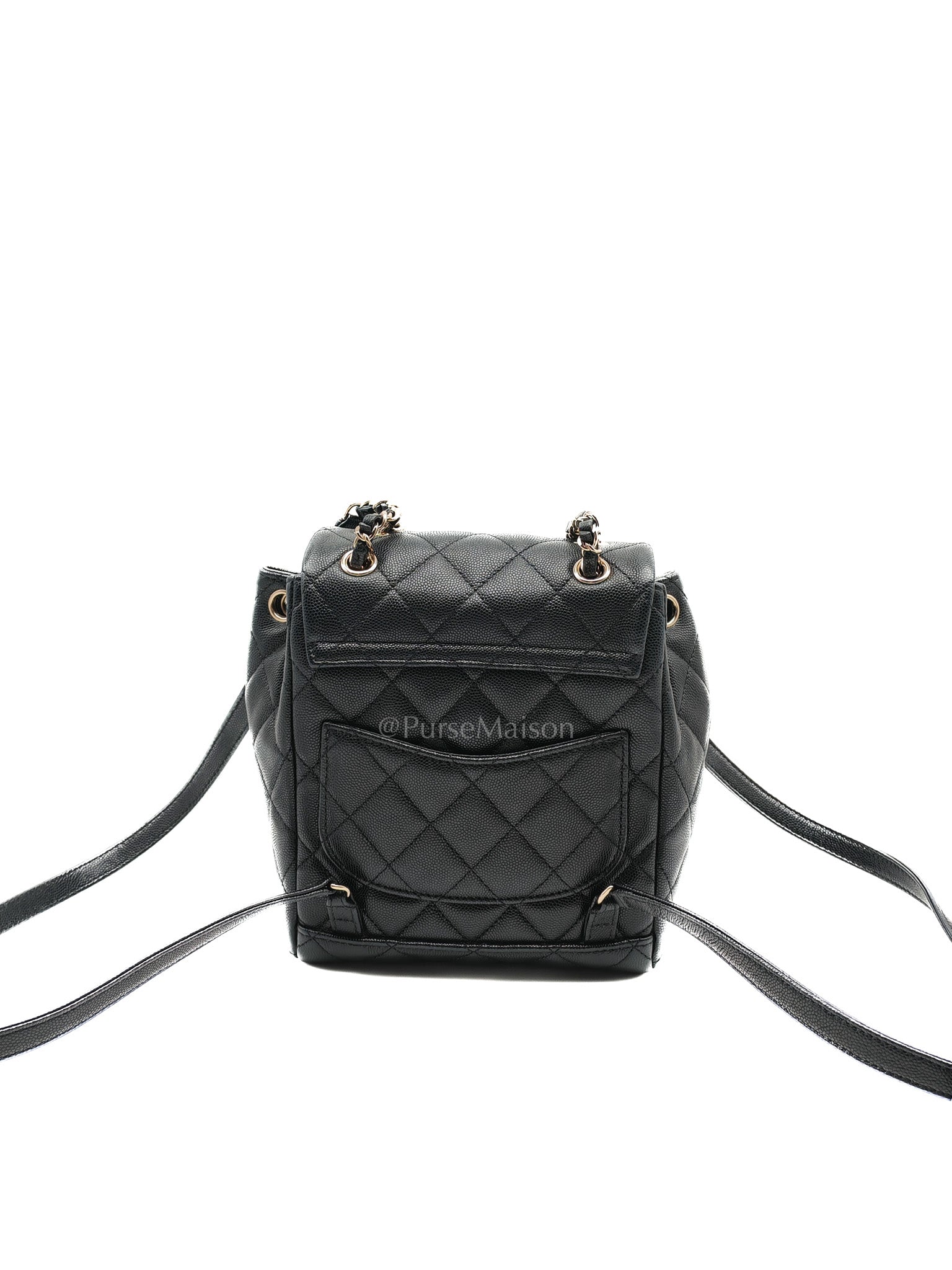 Urban Spirit Backpack Mini in Black Quilted Caviar Leather & Light Gold Hardware Microchip