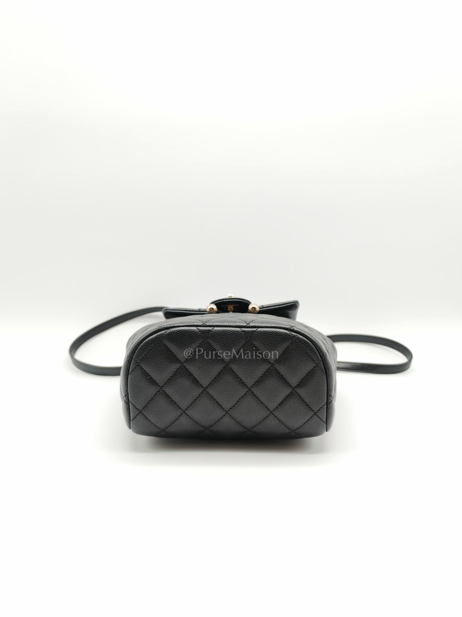 Urban Spirit Backpack Mini in Black Quilted Caviar Leather & Light Gold Hardware Microchip