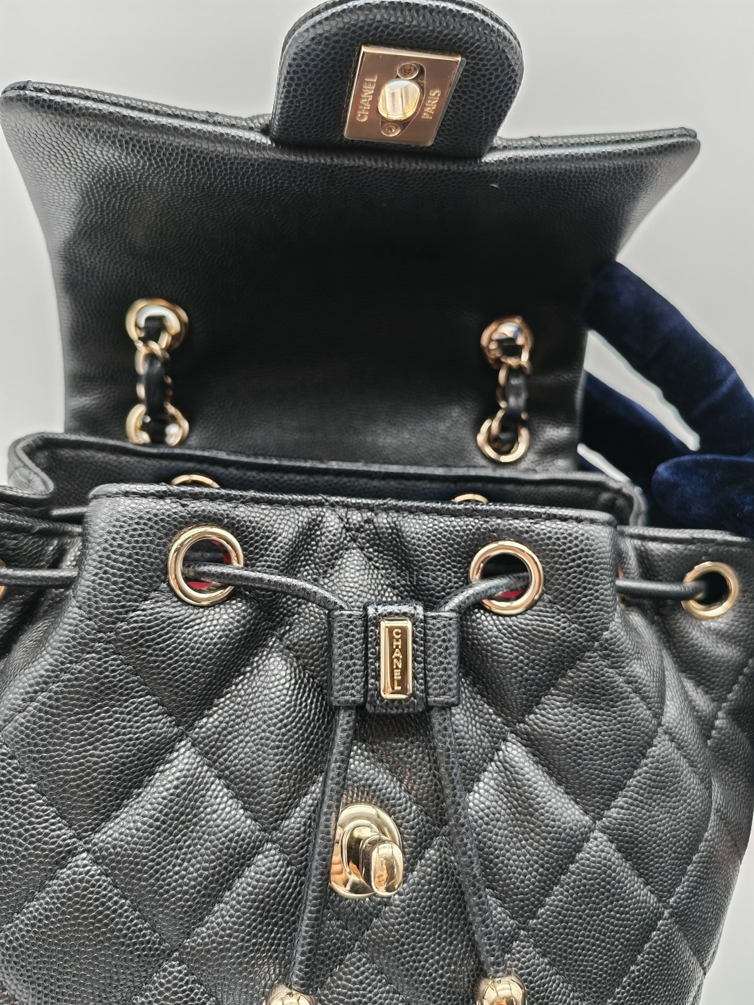 Urban Spirit Backpack Mini in Black Quilted Caviar Leather & Light Gold Hardware Microchip