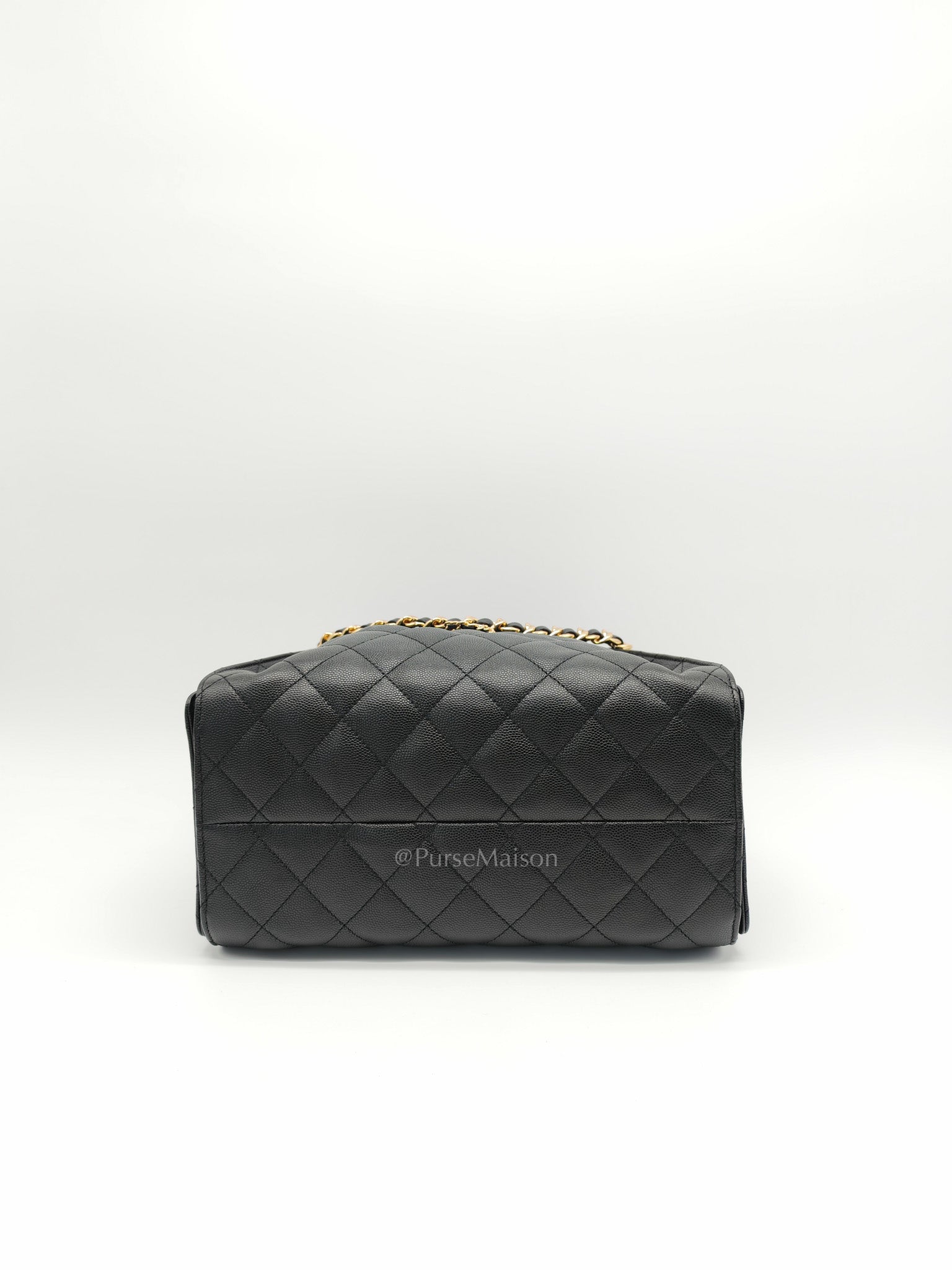 25 Small Black Caviar Leather in Shiny Gold Hardware (Microchip)
