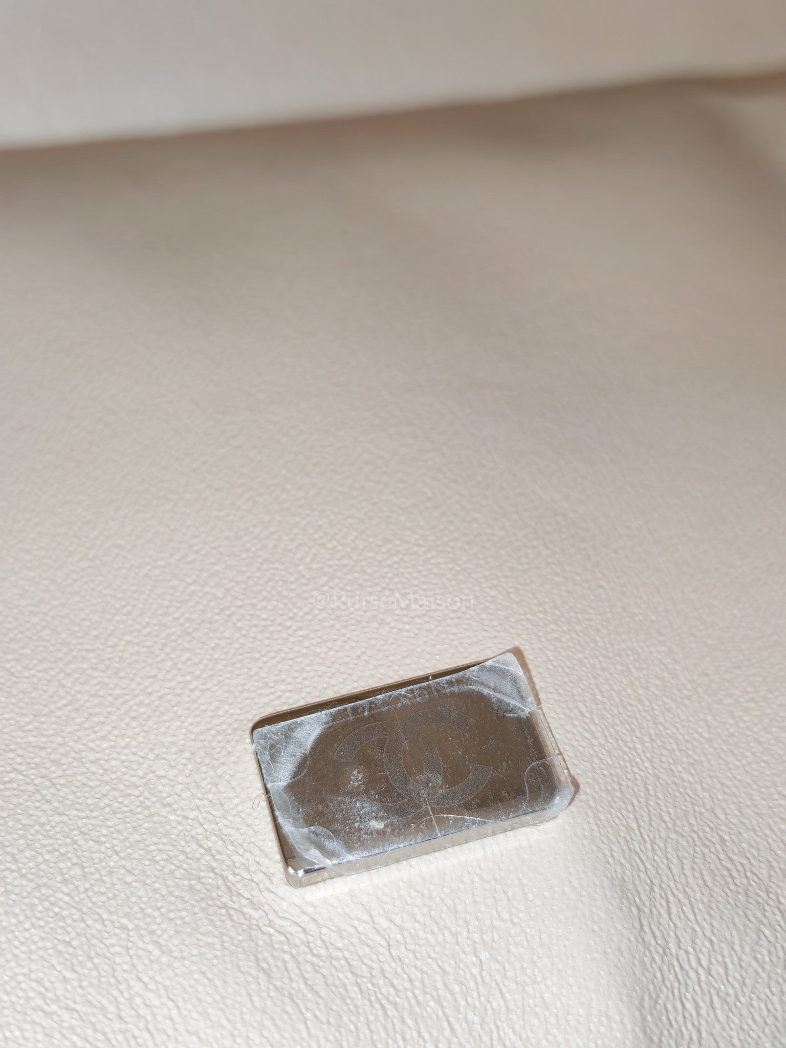 Classic Double Flap Medium in Beige Clair Quilted Caviar Leather & Silver Hardware Microchip