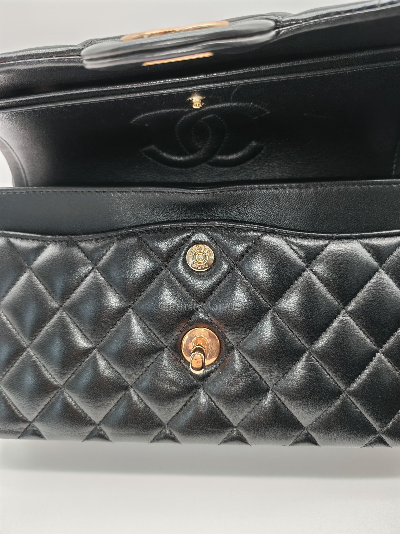 Classic Double Flap Small in Black Quilted Lambskin Leather & Rose Gold Hardware Microchip