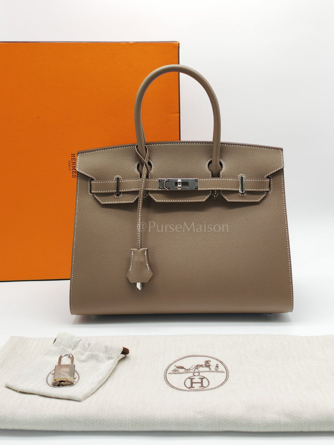 Birkin 30 Sellier in Etoupe Epsom Leather Palladium Hardware Stamp Y(2020)