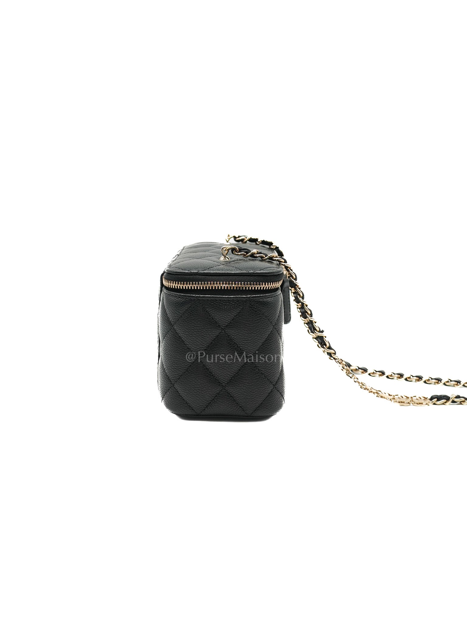 Vanity Case Small in Black Caviar Leather Light Gold Hardware (Series 31)