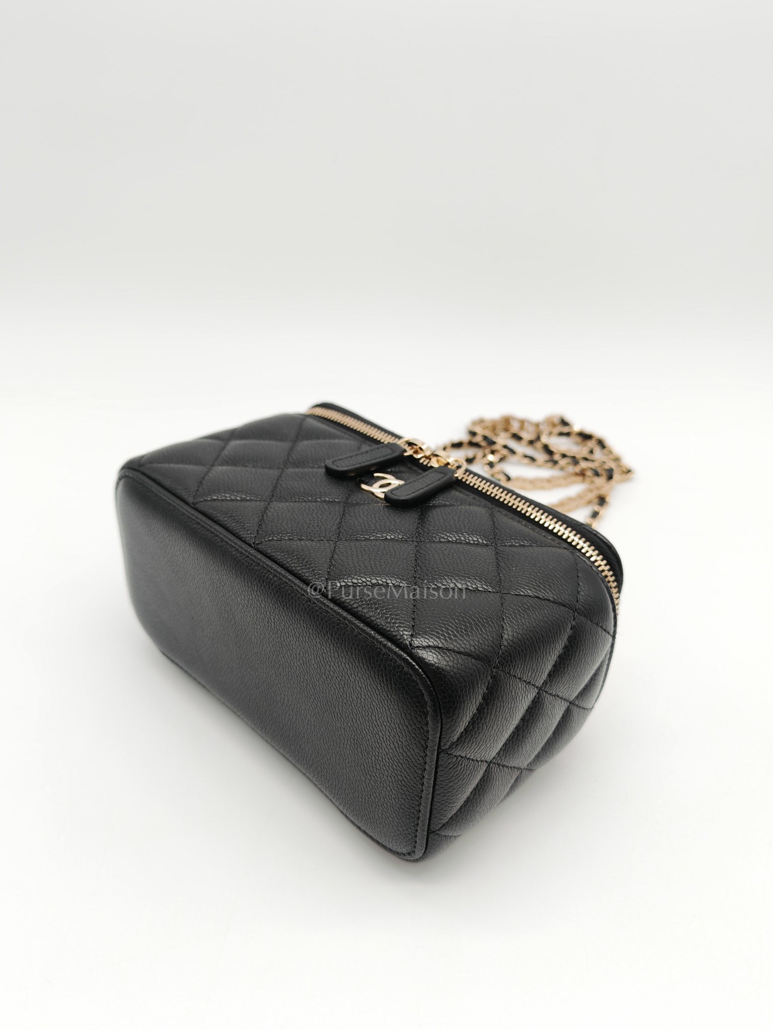 Vanity Case Small in Black Caviar Leather Light Gold Hardware (Series 31)