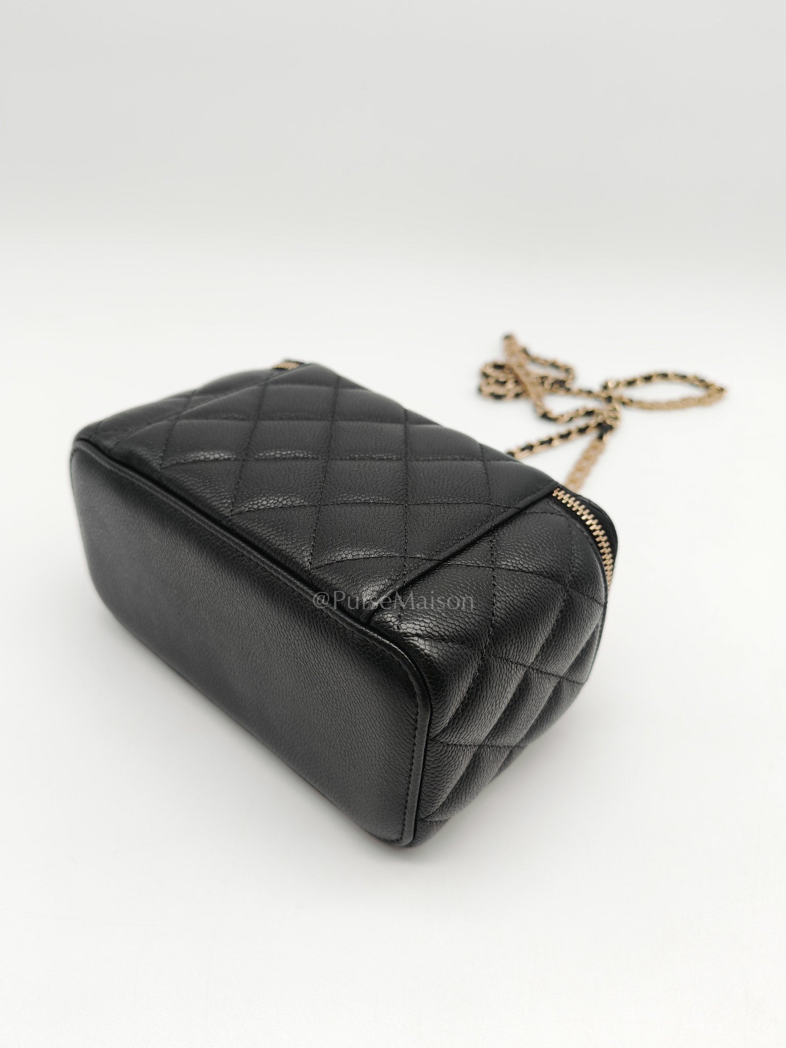 Vanity Case Small in Black Caviar Leather Light Gold Hardware (Series 31)