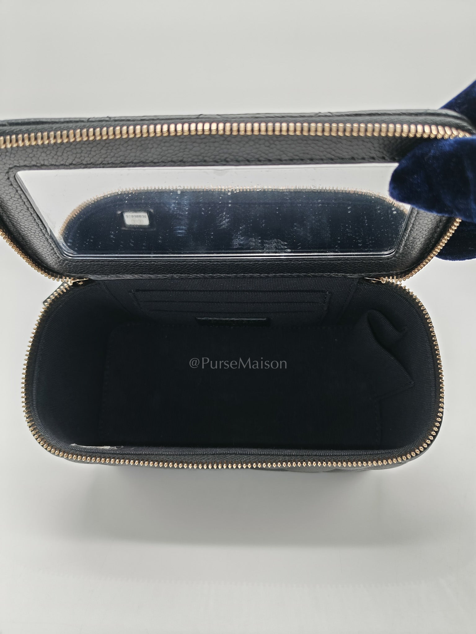 Vanity Case Small in Black Caviar Leather Light Gold Hardware (Series 31)