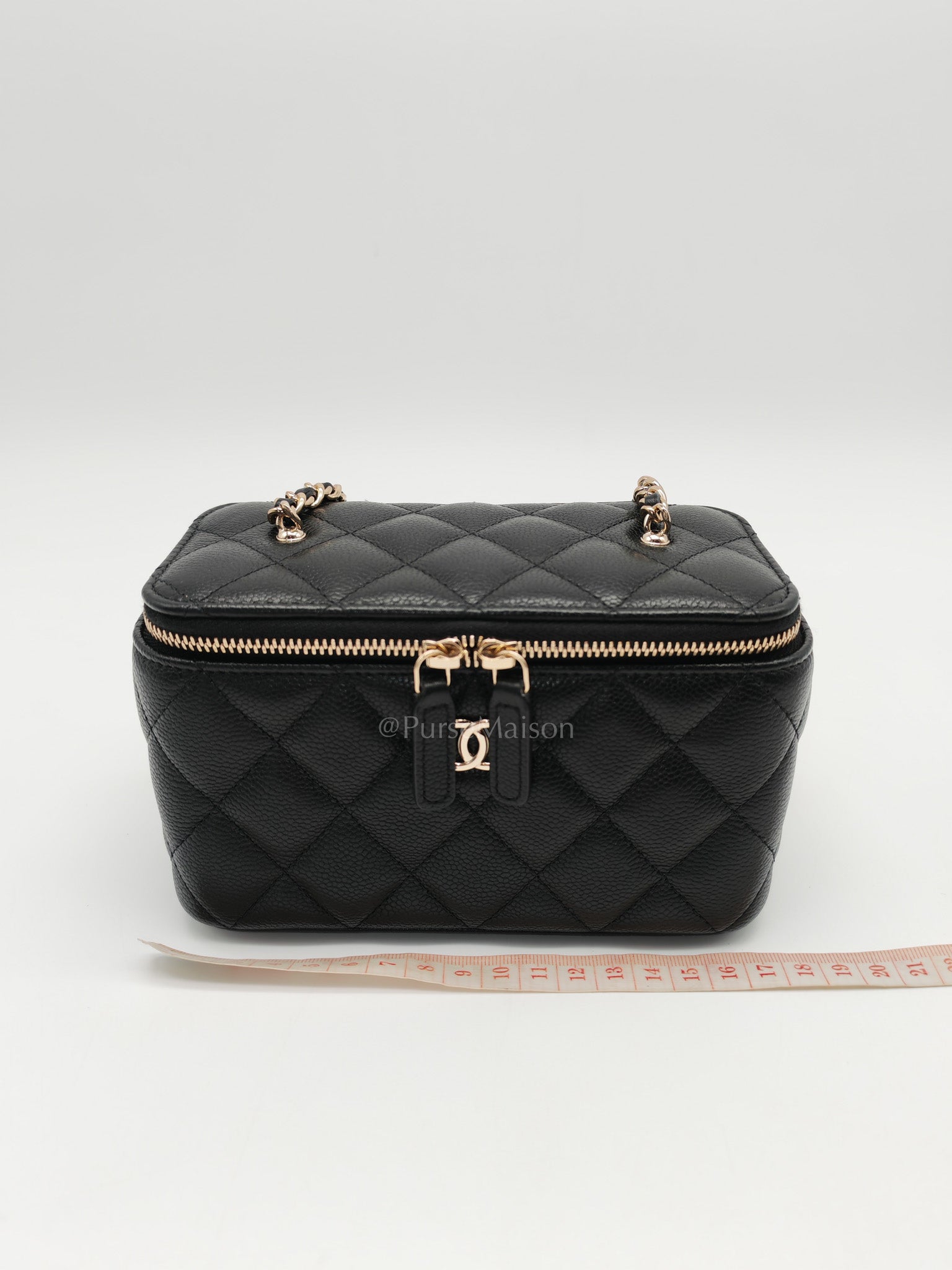 Vanity Case Small in Black Caviar Leather Light Gold Hardware (Series 31)