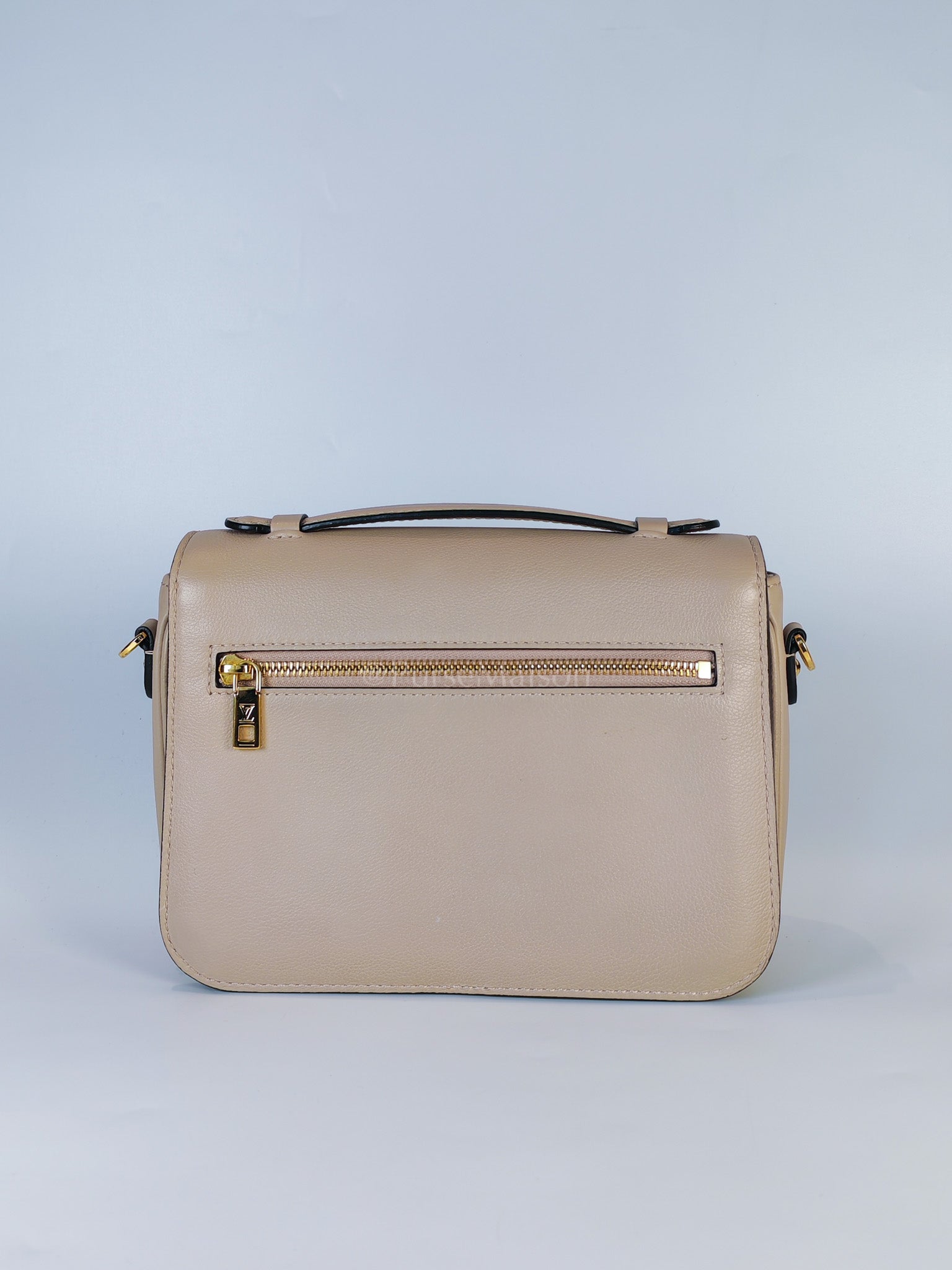 Oxford Lock Me Greige in Grained Calfskin Leather Crossbody Bag (Microchip) | Purse Maison Luxury Bags Shop