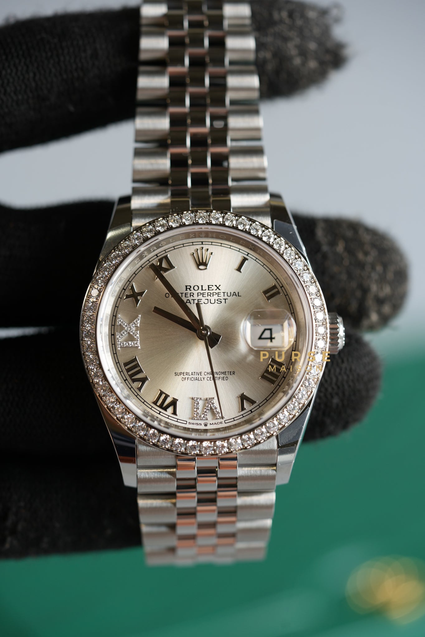 Oyster Perpetual 36mm Datejust Roman Numerals Dial Silver Watch | Purse Maison Luxury Bags Shop