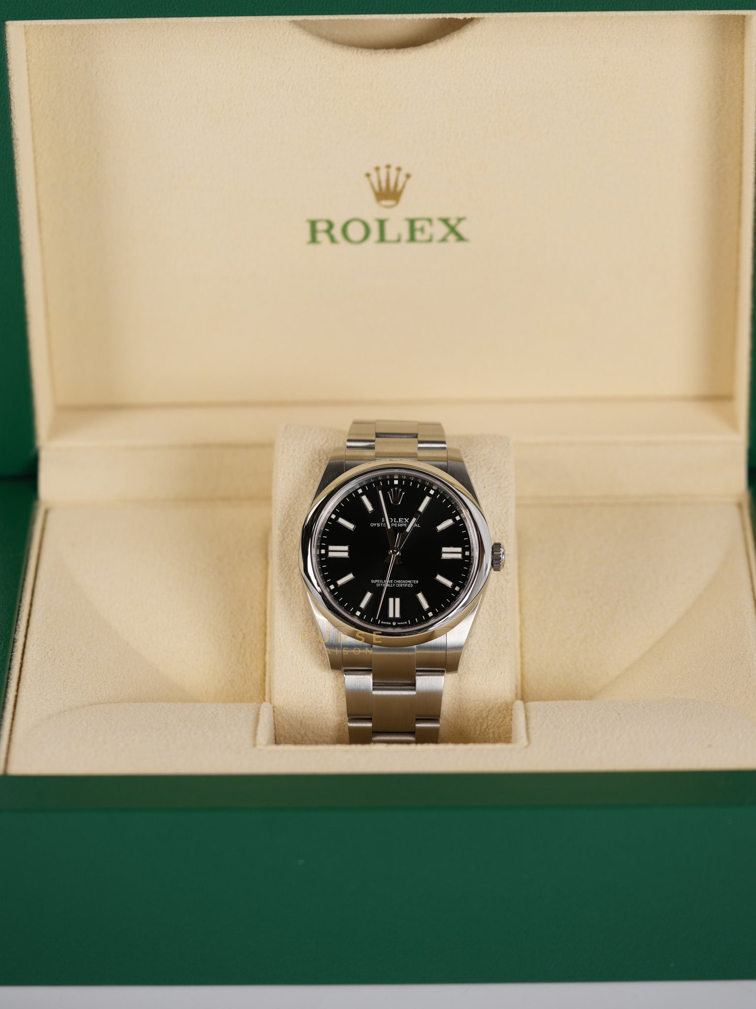 Oyster Perpetual 41mm Black Dial Stainless Strap (Reference Number 124300) | Purse Maison Luxury Bags Shop