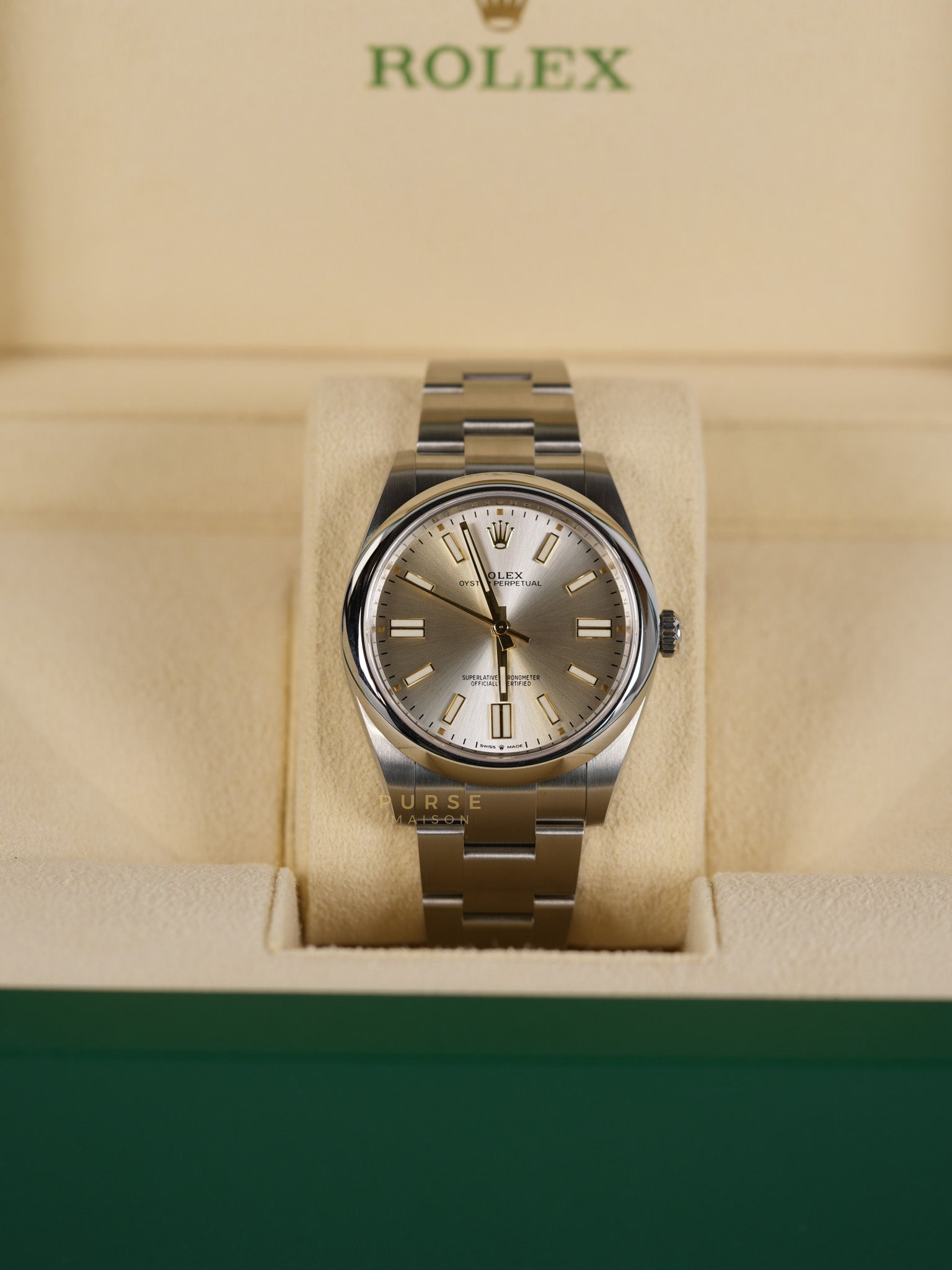 Oyster Perpetual 41mm Silver Dial Stainless Strap (Reference Number 124300) | Purse Maison Luxury Bags Shop
