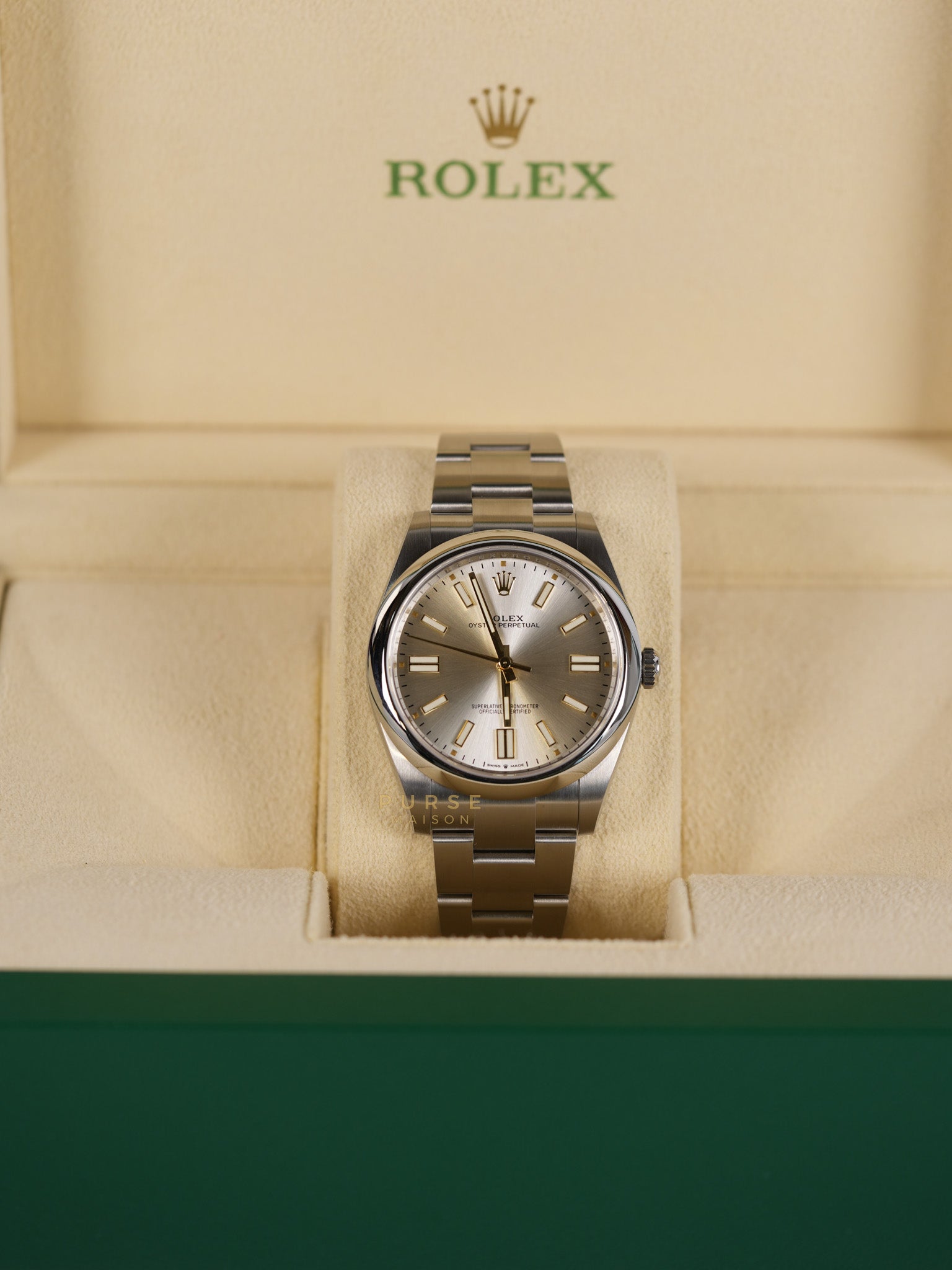 Oyster Perpetual 41mm Silver Dial Stainless Strap (Reference Number 124300) | Purse Maison Luxury Bags Shop