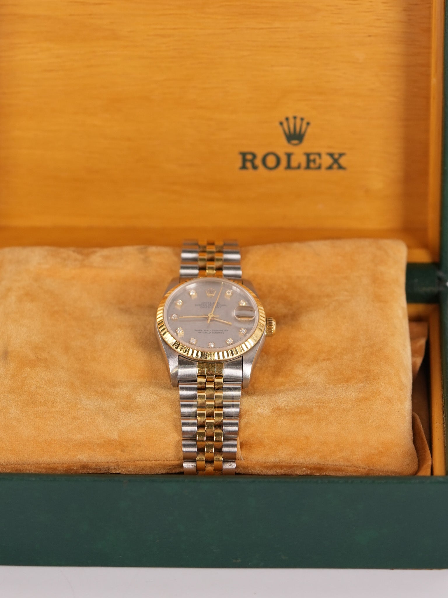 Oyster Perpetual Datejust in Two Tone 33mm with Diamonds Watch for Women | Purse Maison Luxury Bags Shop