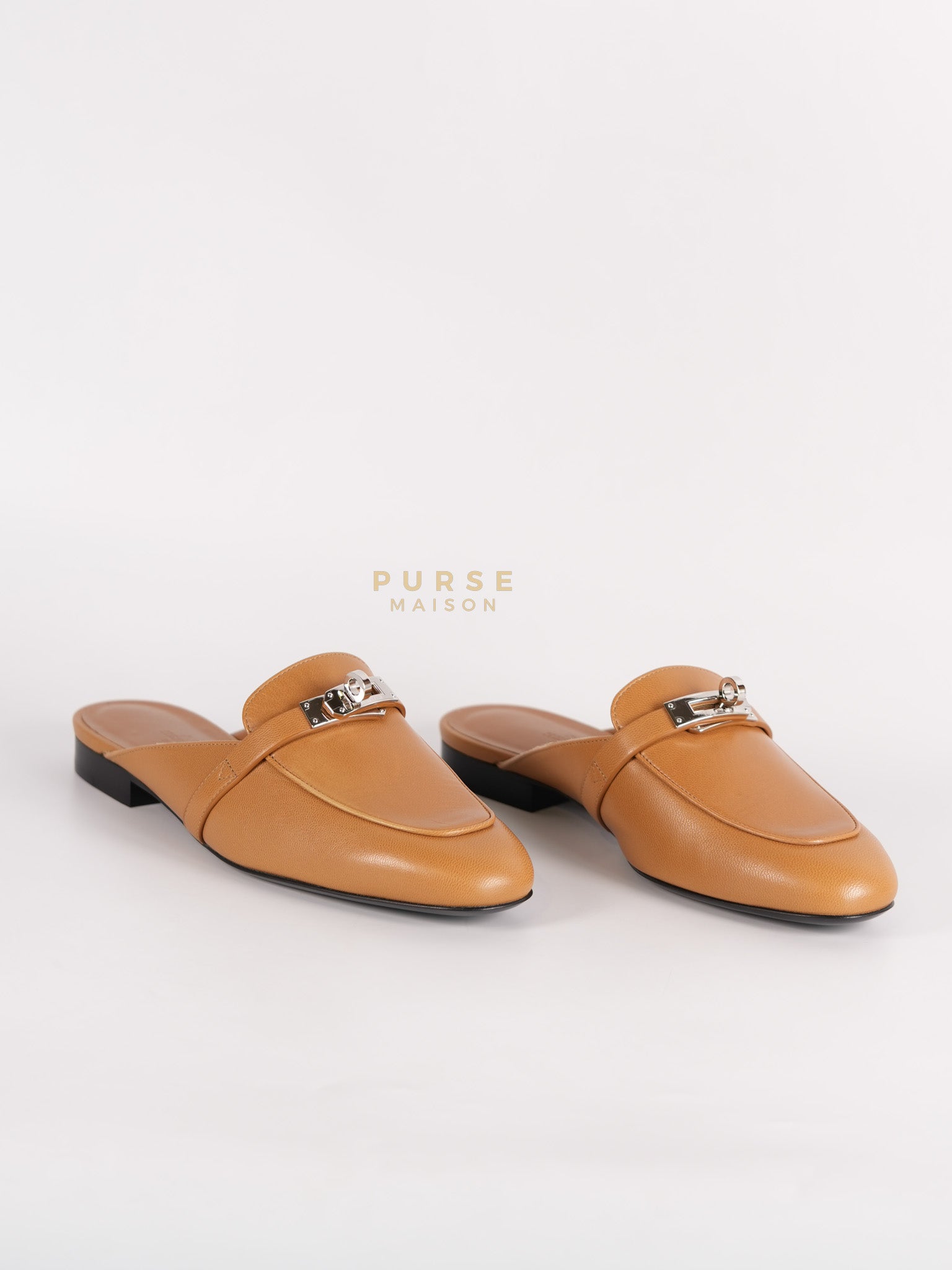 Oz Mule in Naturel Goatskin Leather & Palladium Kelly Buckle Size 37(24.5 cm) | Purse Maison Luxury Bags Shop