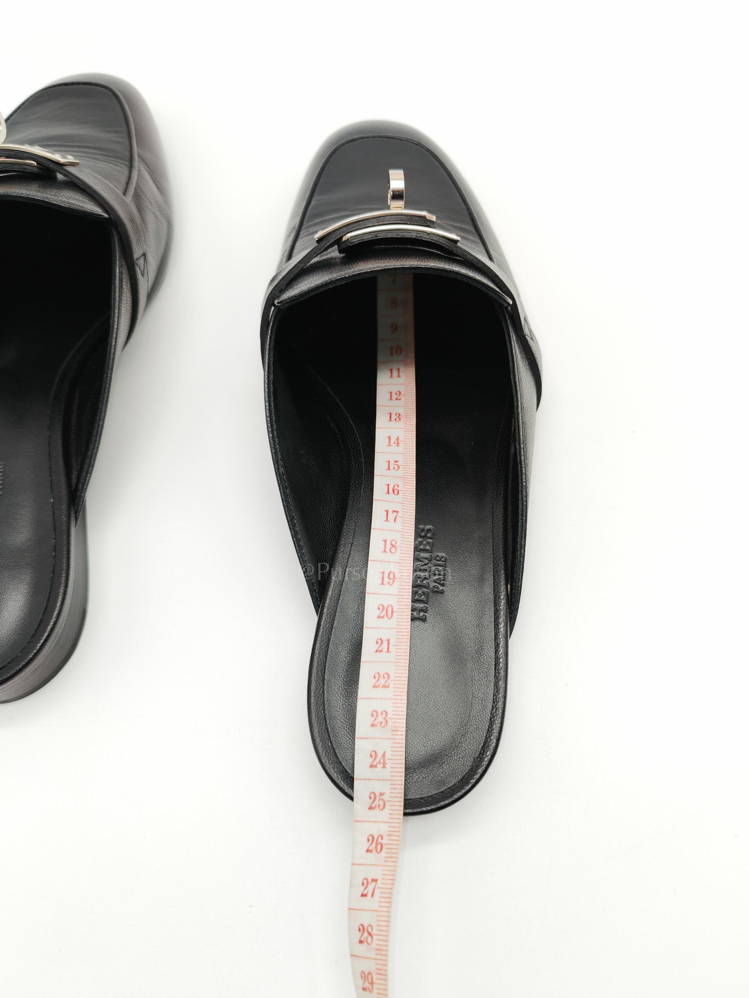 Oz Mules Black/Noir Goatskin Leather in Palladium Hardware Size 36.5 EU (24.5cm) | Purse Maison Luxury Bags Shop