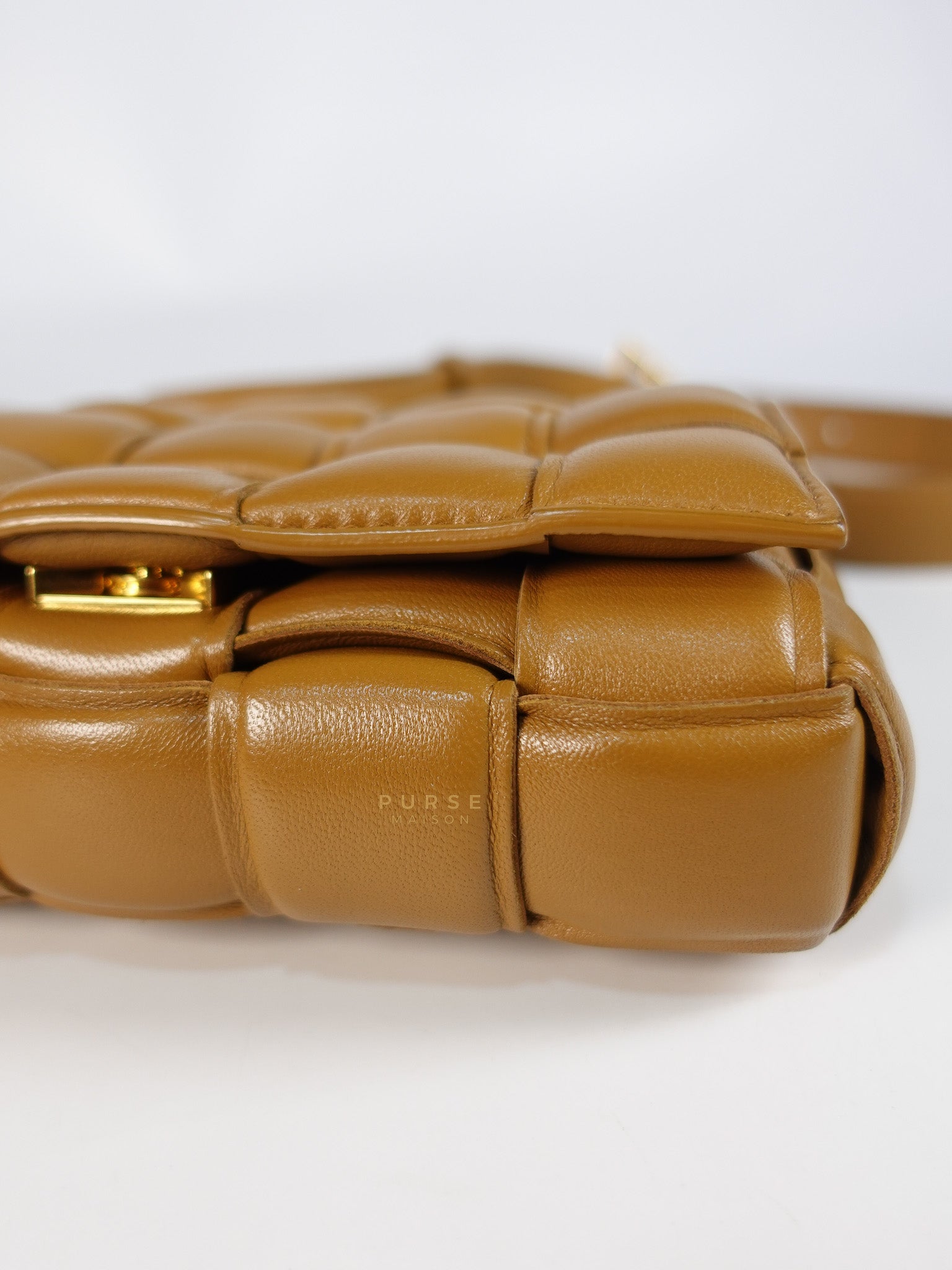Padded Cassette Bag in Brown Gold Hardware | Purse Maison Luxury Bags Shop