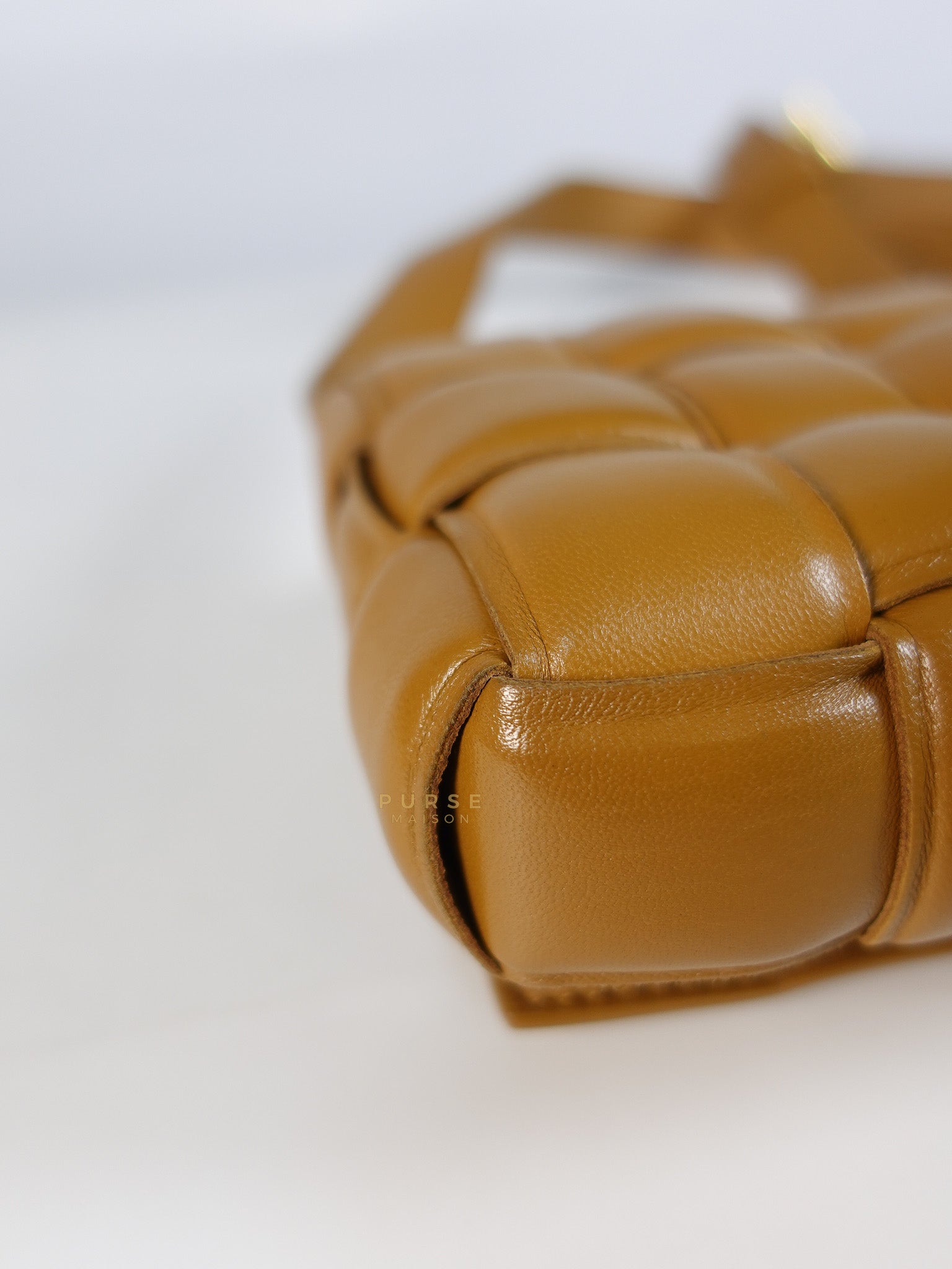 Padded Cassette Bag in Brown Gold Hardware | Purse Maison Luxury Bags Shop