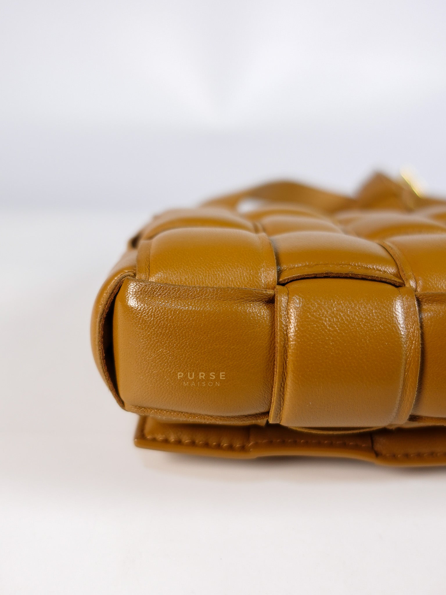Padded Cassette Bag in Brown Gold Hardware | Purse Maison Luxury Bags Shop