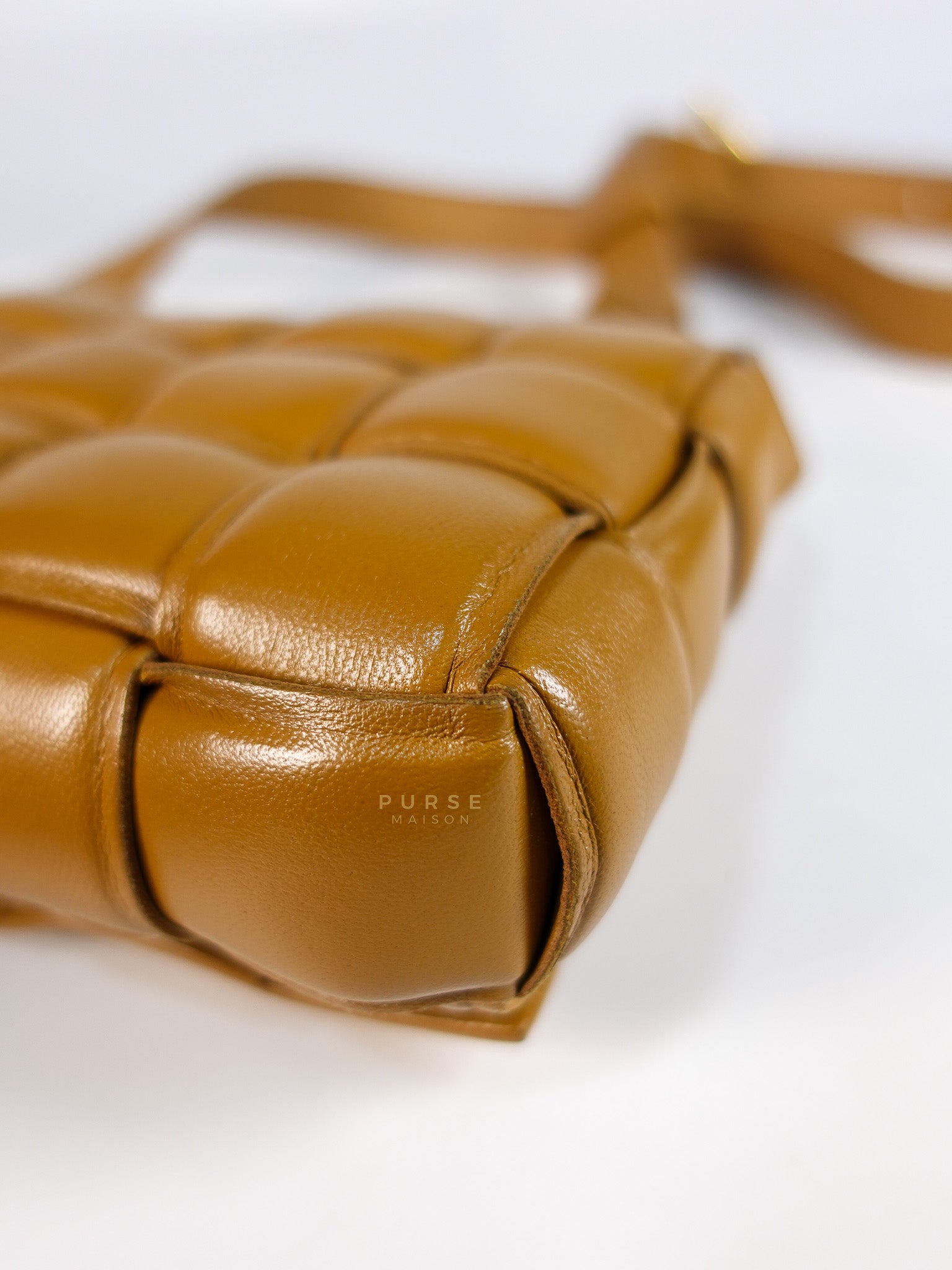 Padded Cassette Bag in Brown Gold Hardware | Purse Maison Luxury Bags Shop