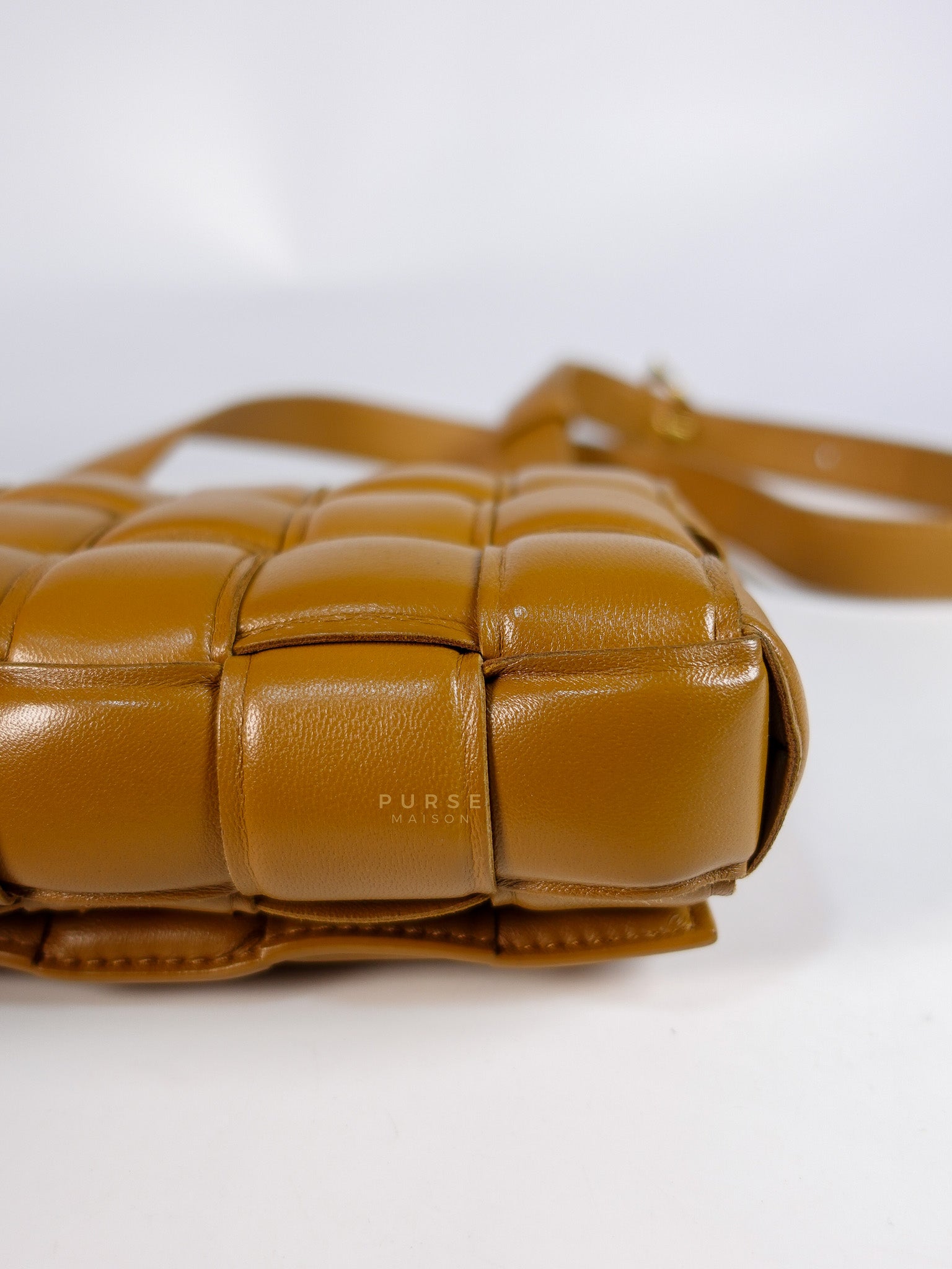 Padded Cassette Bag in Brown Gold Hardware | Purse Maison Luxury Bags Shop