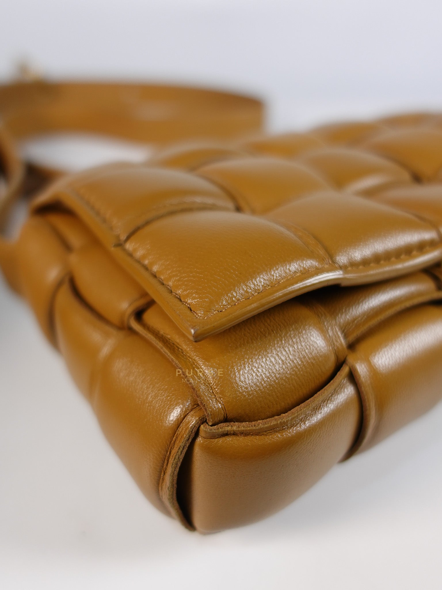 Padded Cassette Bag in Brown Gold Hardware | Purse Maison Luxury Bags Shop
