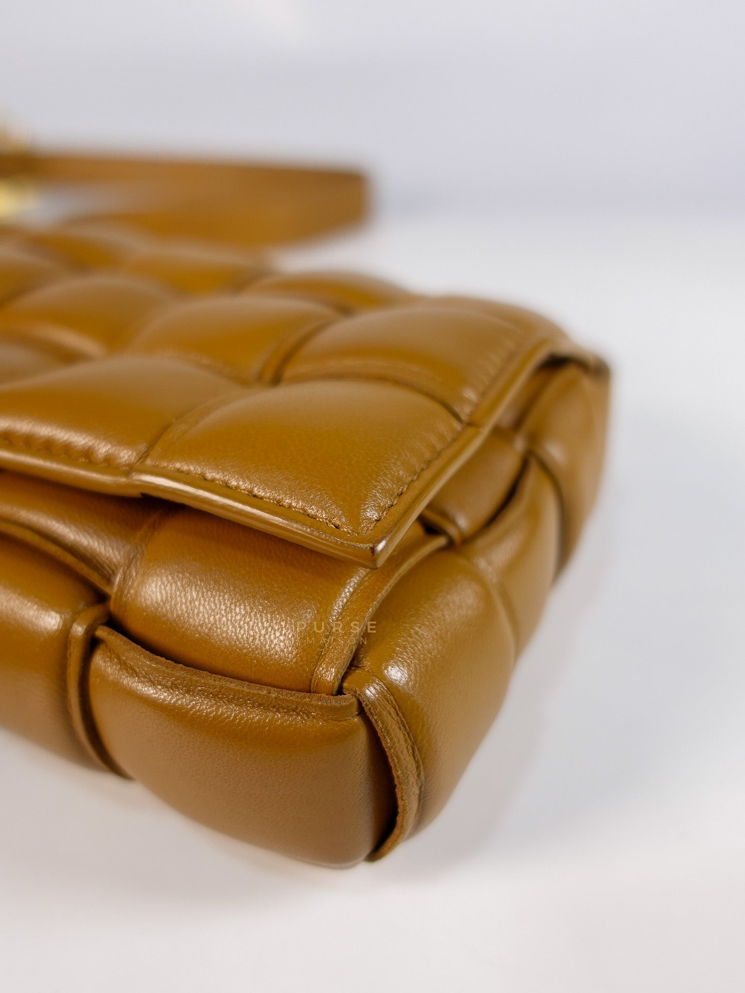 Padded Cassette Bag in Brown Gold Hardware | Purse Maison Luxury Bags Shop