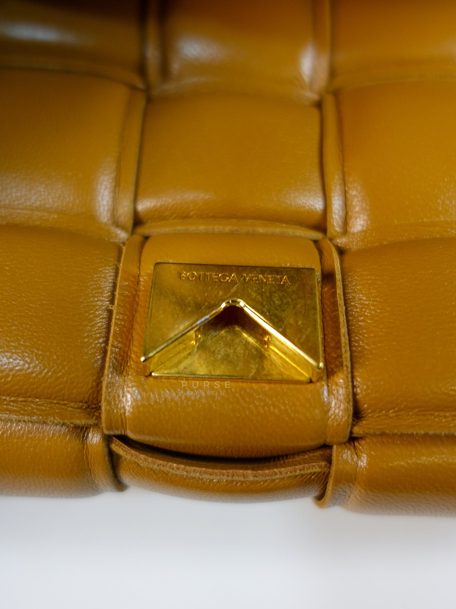 Padded Cassette Bag in Brown Gold Hardware | Purse Maison Luxury Bags Shop