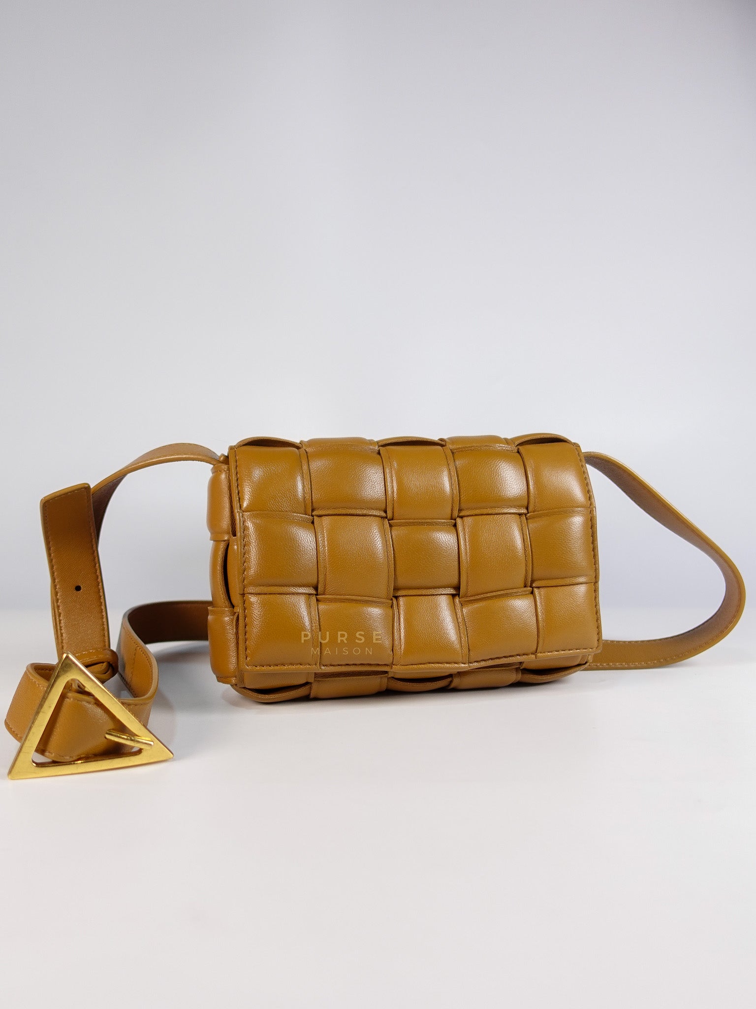 Padded Cassette Bag in Brown Gold Hardware | Purse Maison Luxury Bags Shop