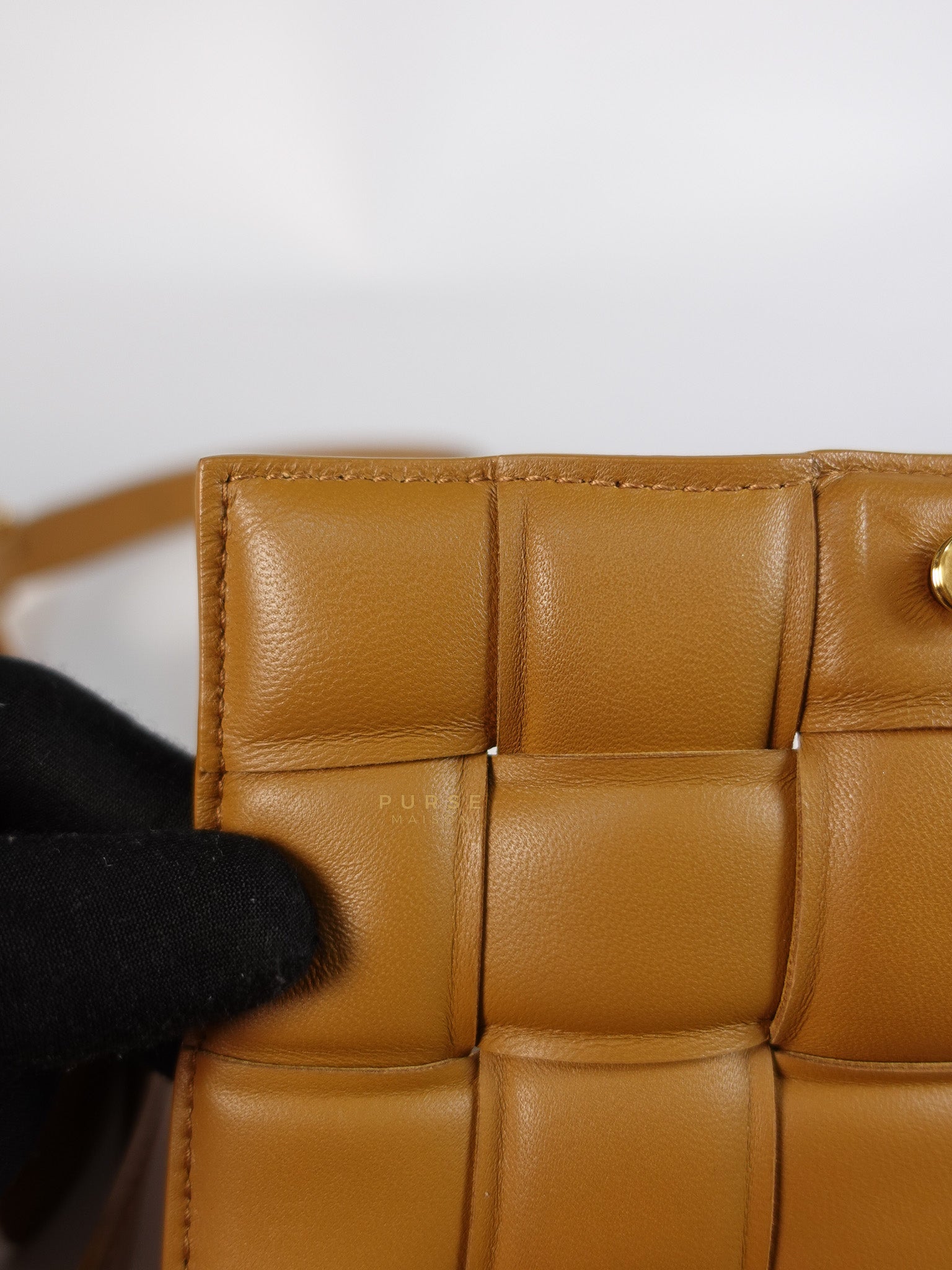 Padded Cassette Bag in Brown Gold Hardware | Purse Maison Luxury Bags Shop