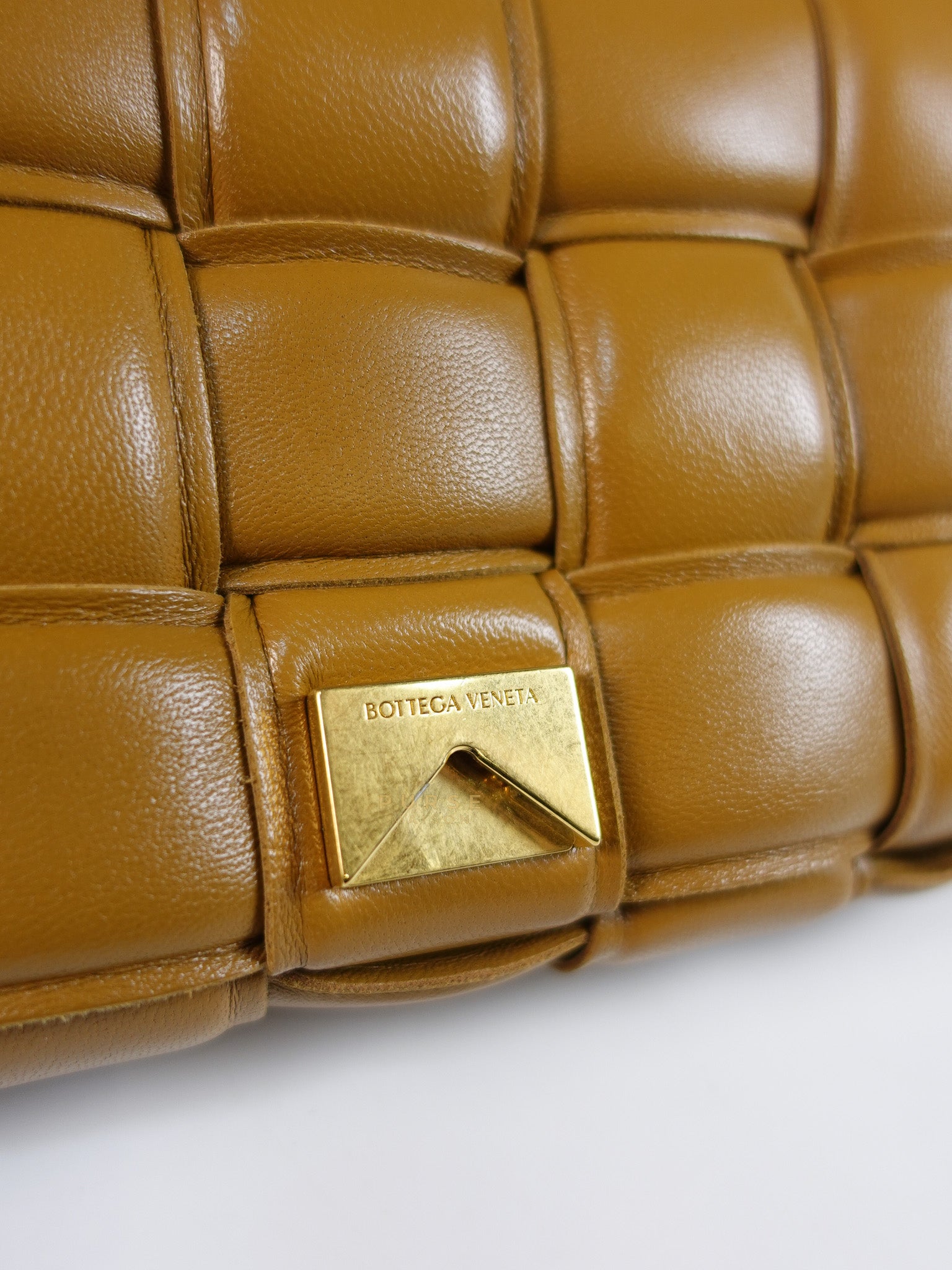 Padded Cassette Bag in Brown Gold Hardware | Purse Maison Luxury Bags Shop